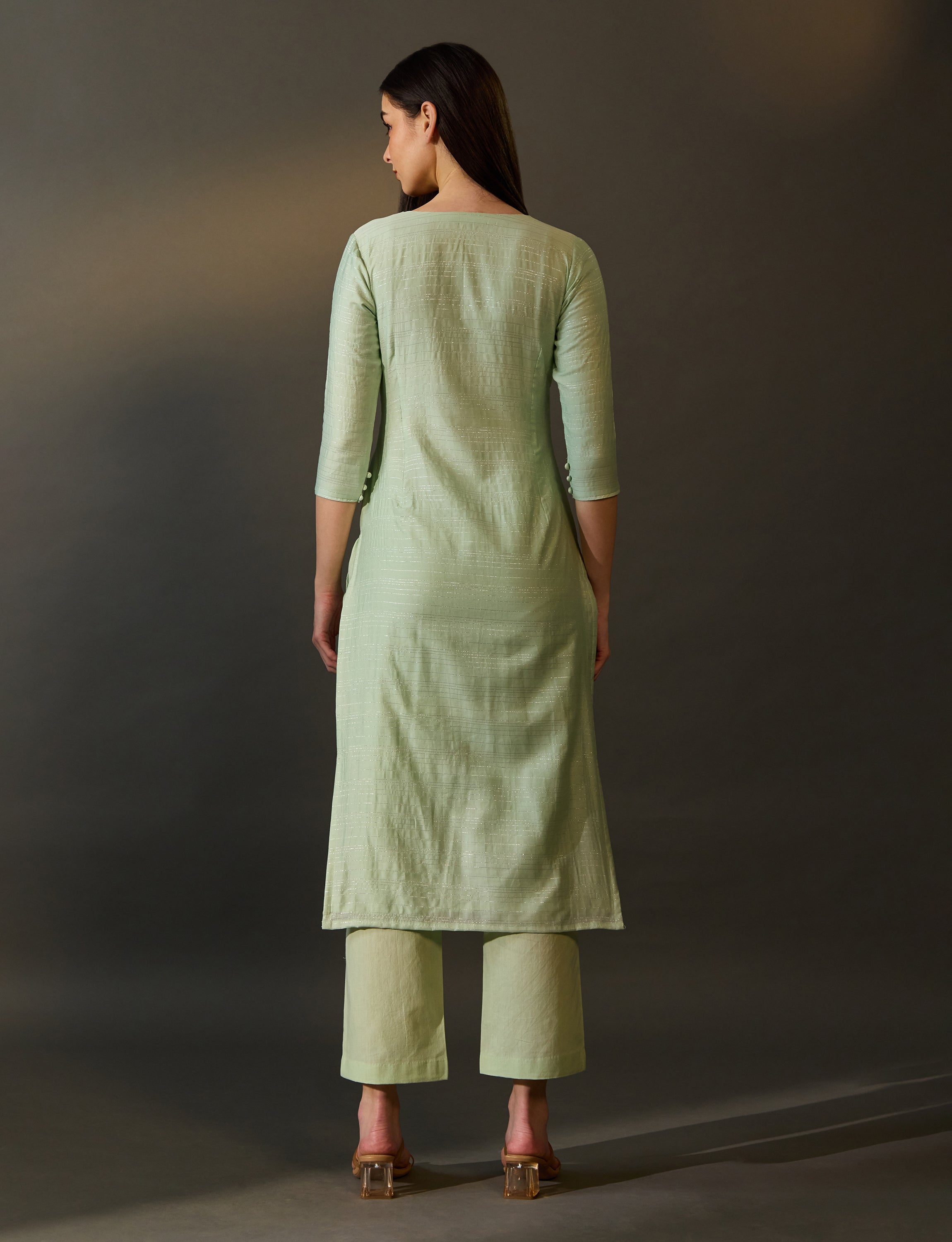 Pastel Green Floral Embroidered Kurta