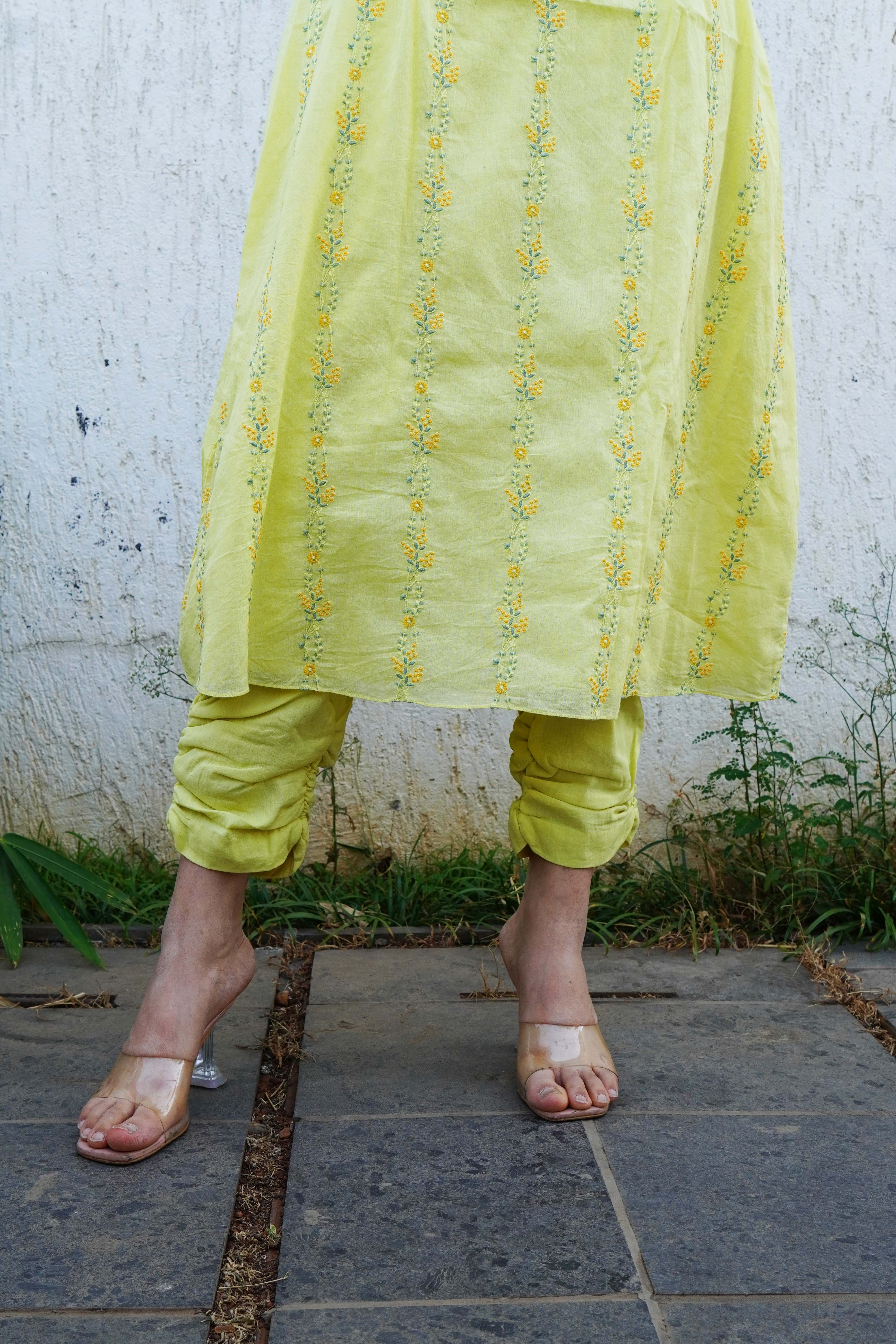 Yellow Rutched Pants