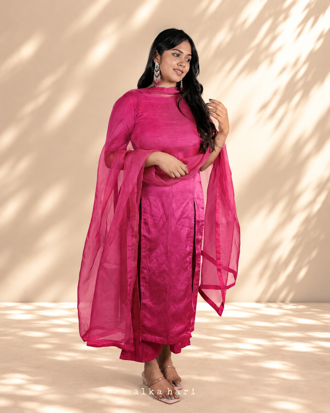 Hot Pink Slitted Kurta