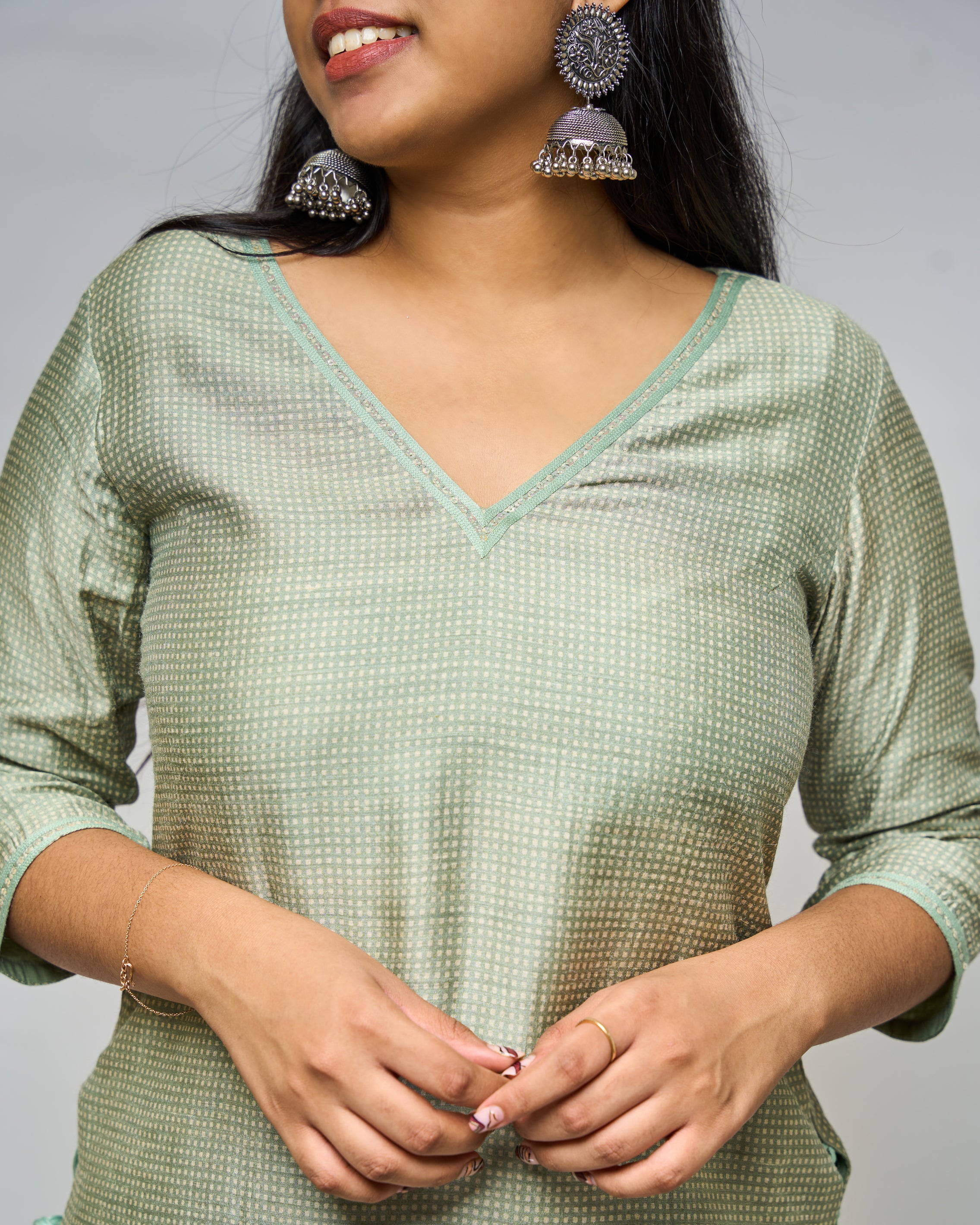 Green Chanderi Silk Kurta