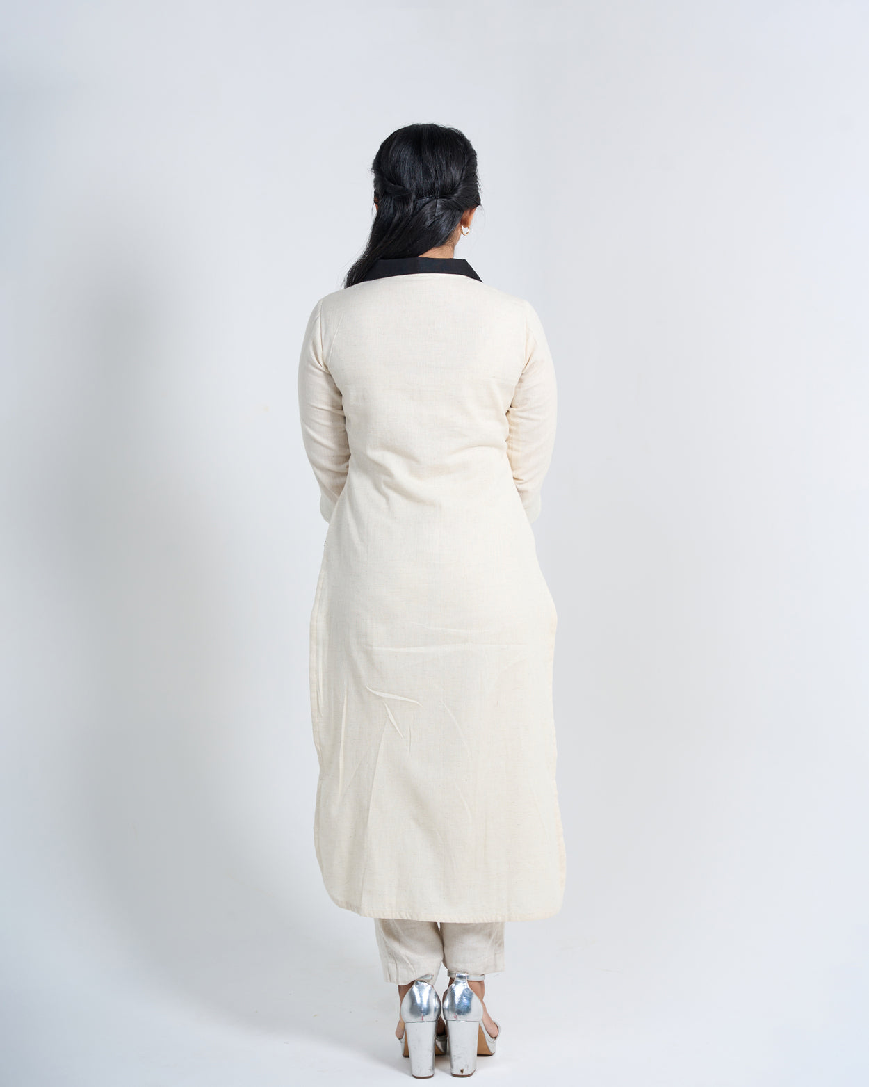 Black and White Handloom Kurta