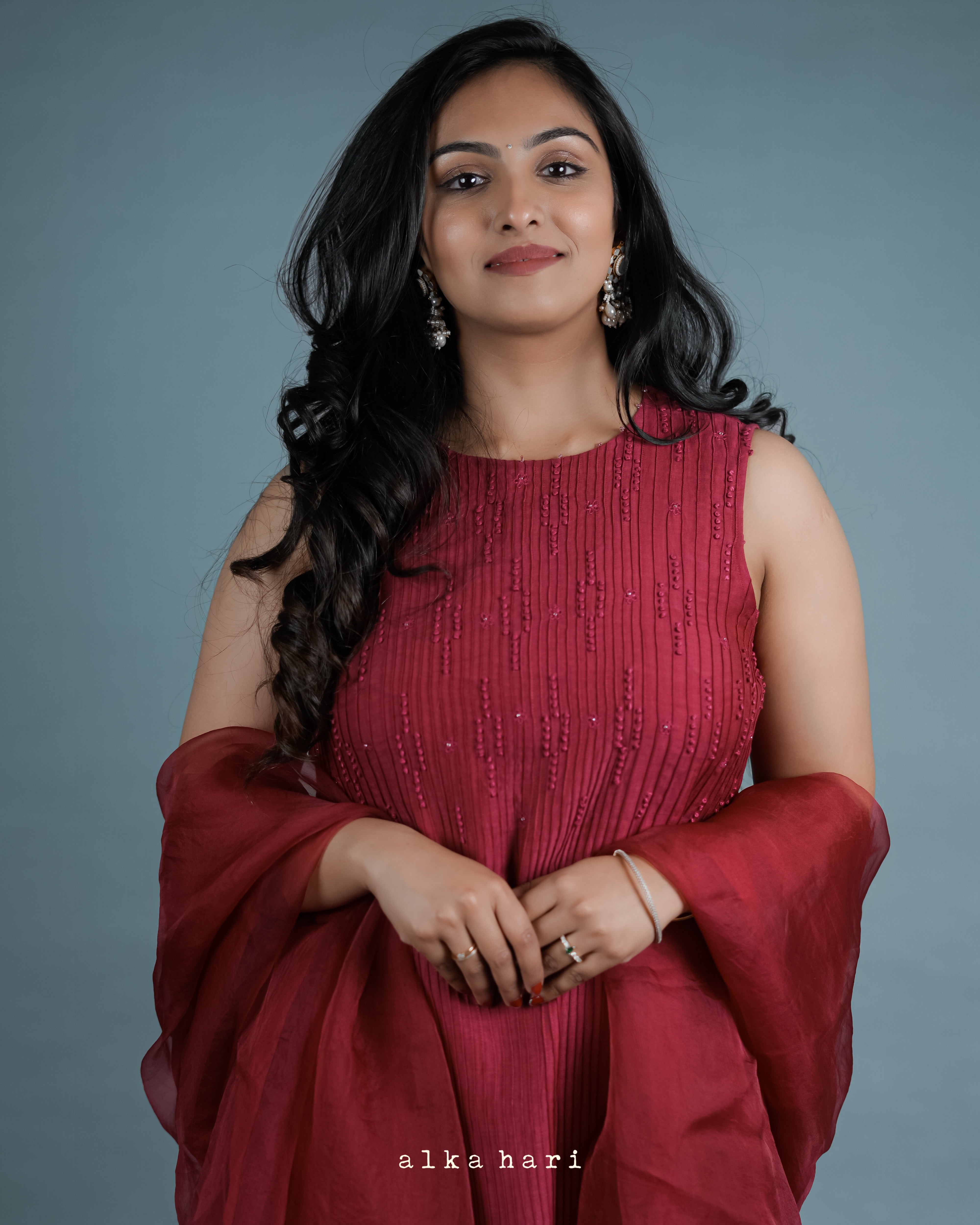 Raspberry Pink Pintucks Kurta