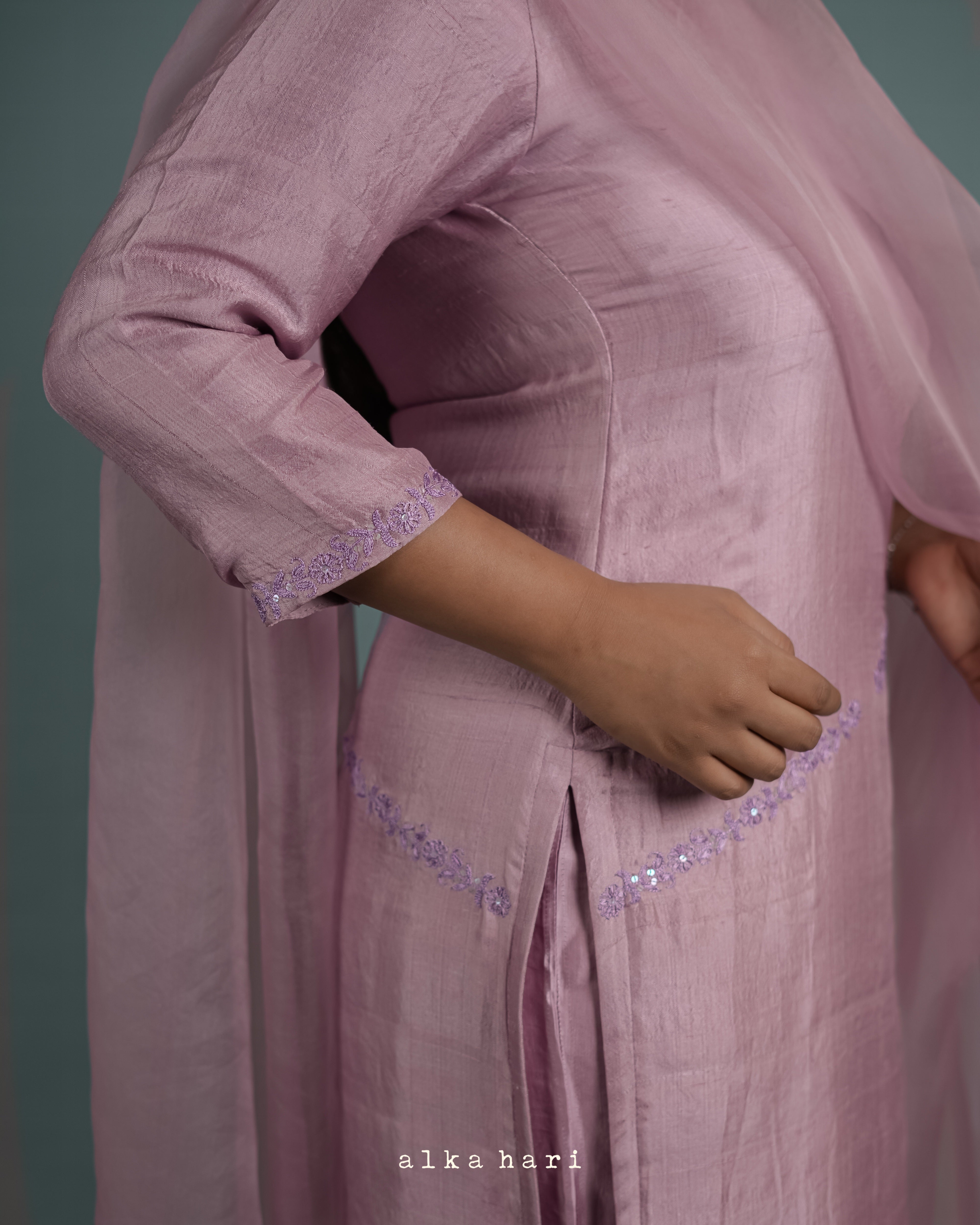 Bubblegum Pink Floral Embroidered Kurta