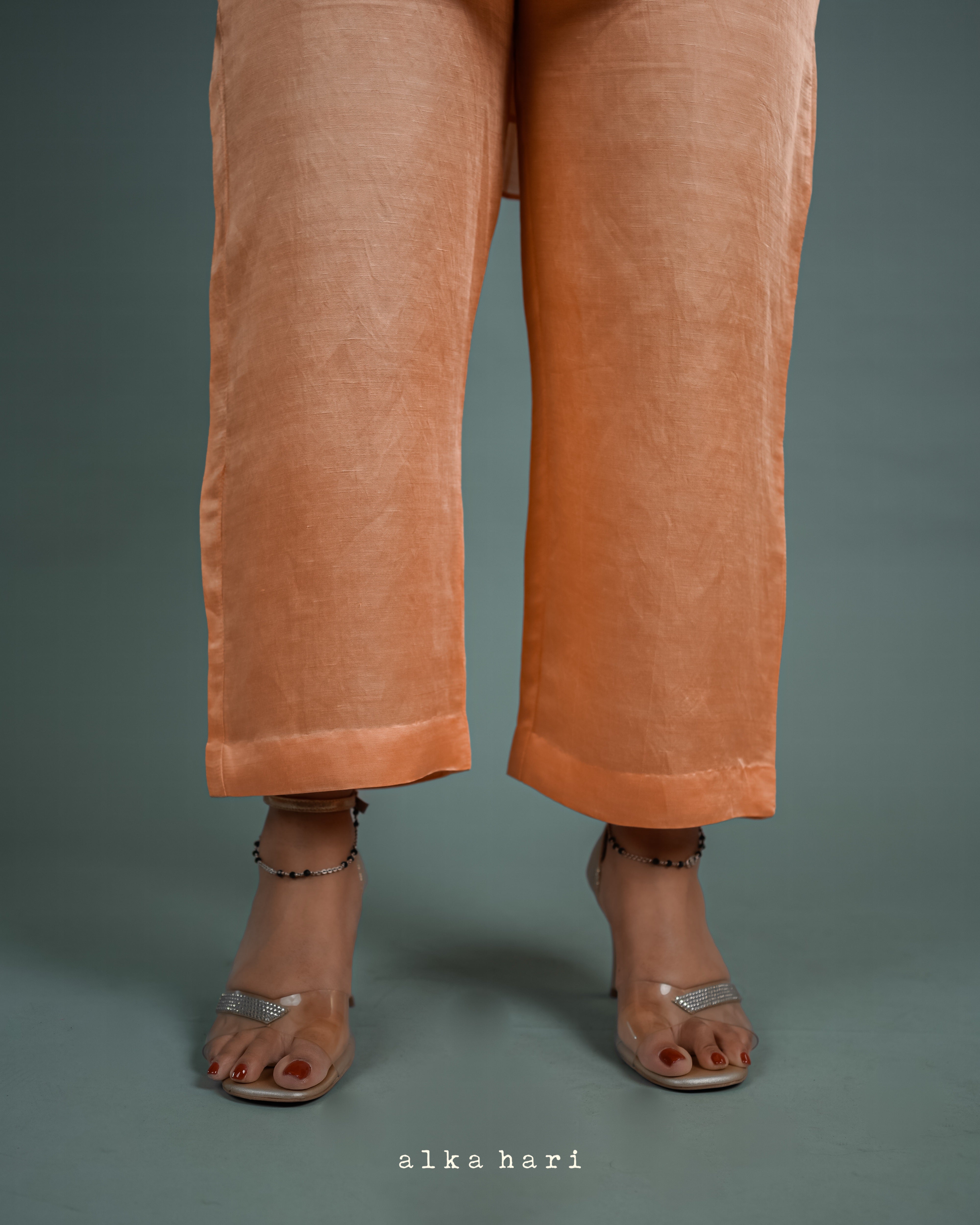 Peach Linen Satin Pants