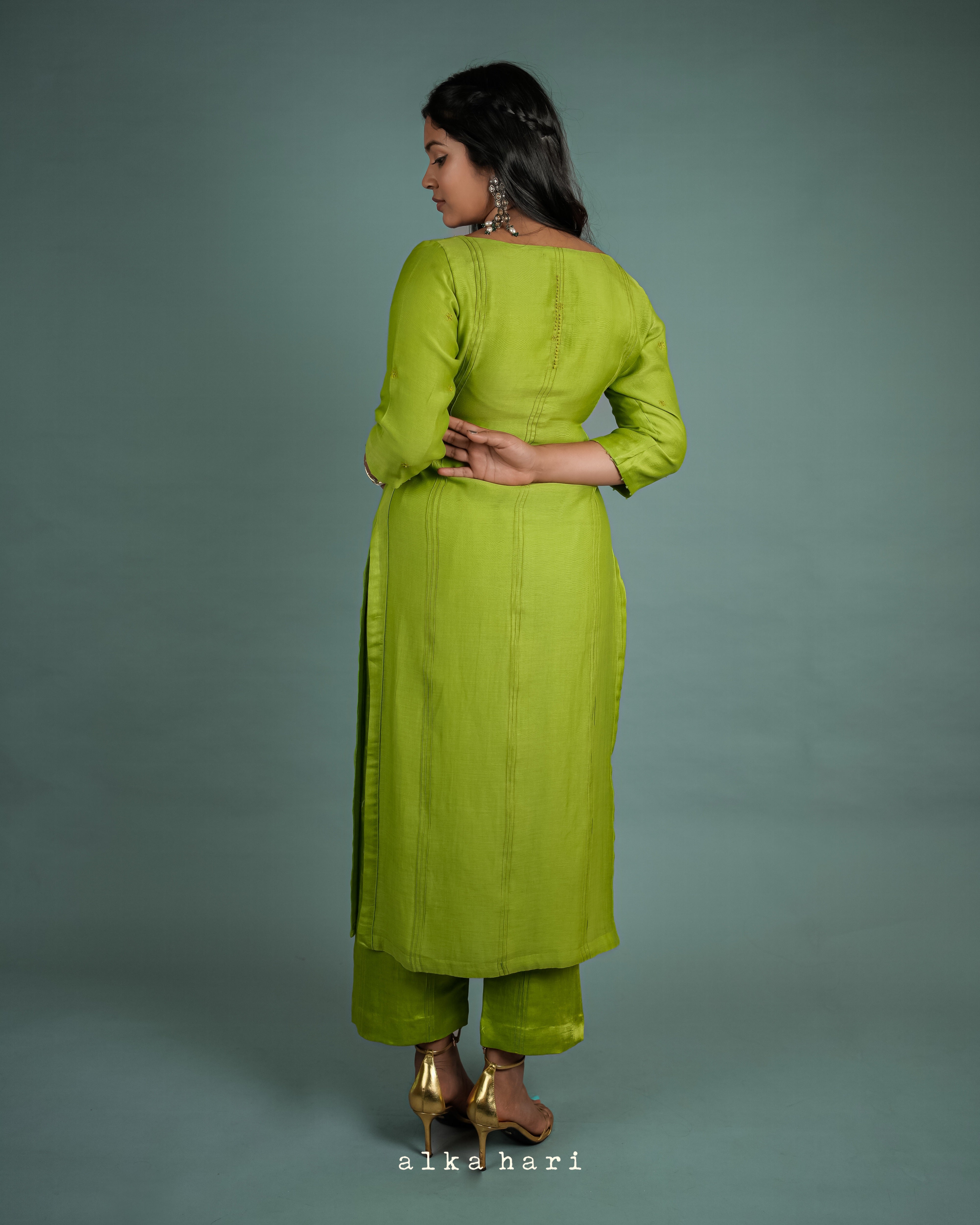 Pear Green Chanderi Silk Kurta