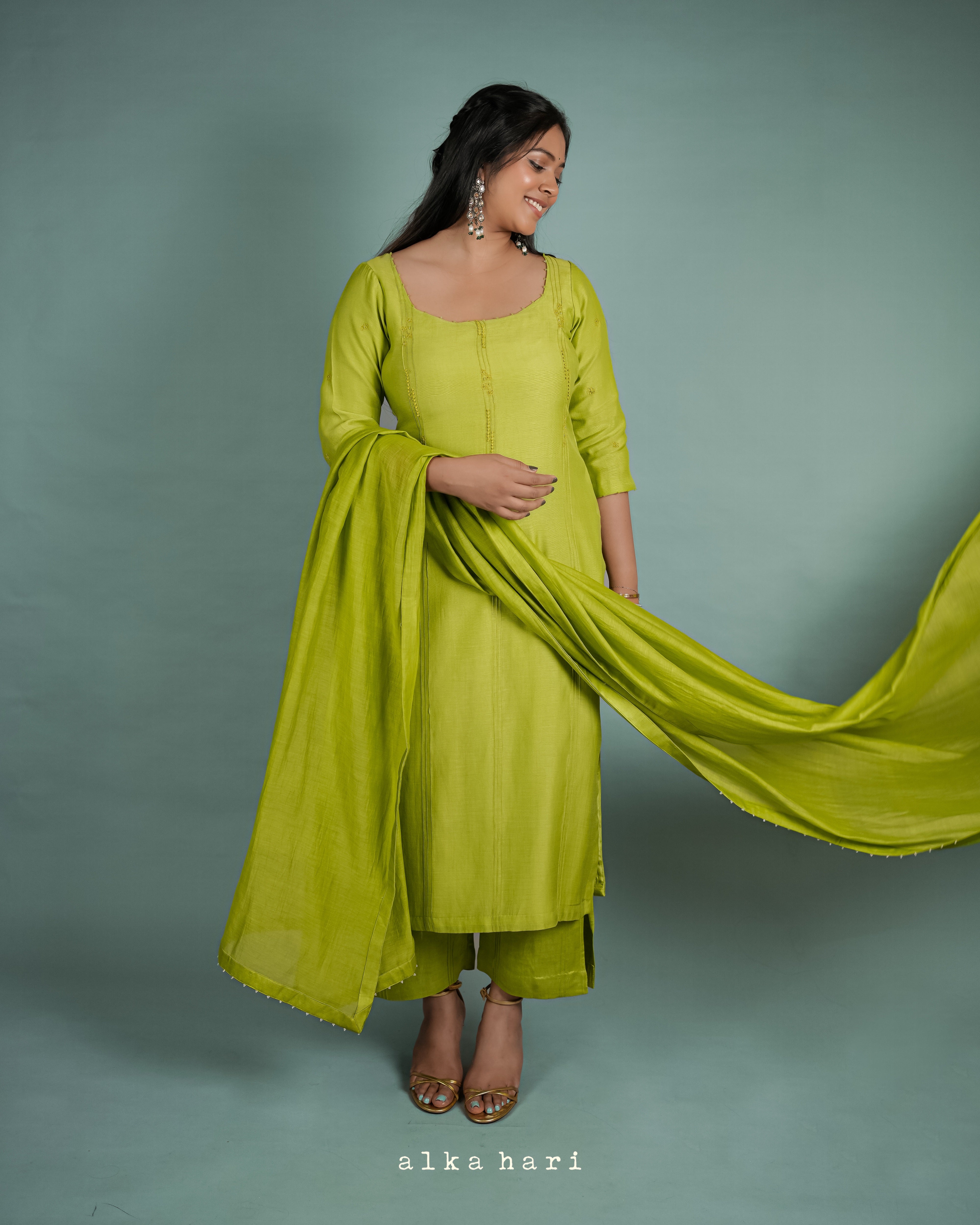Pear Green Chanderi Silk Kurta