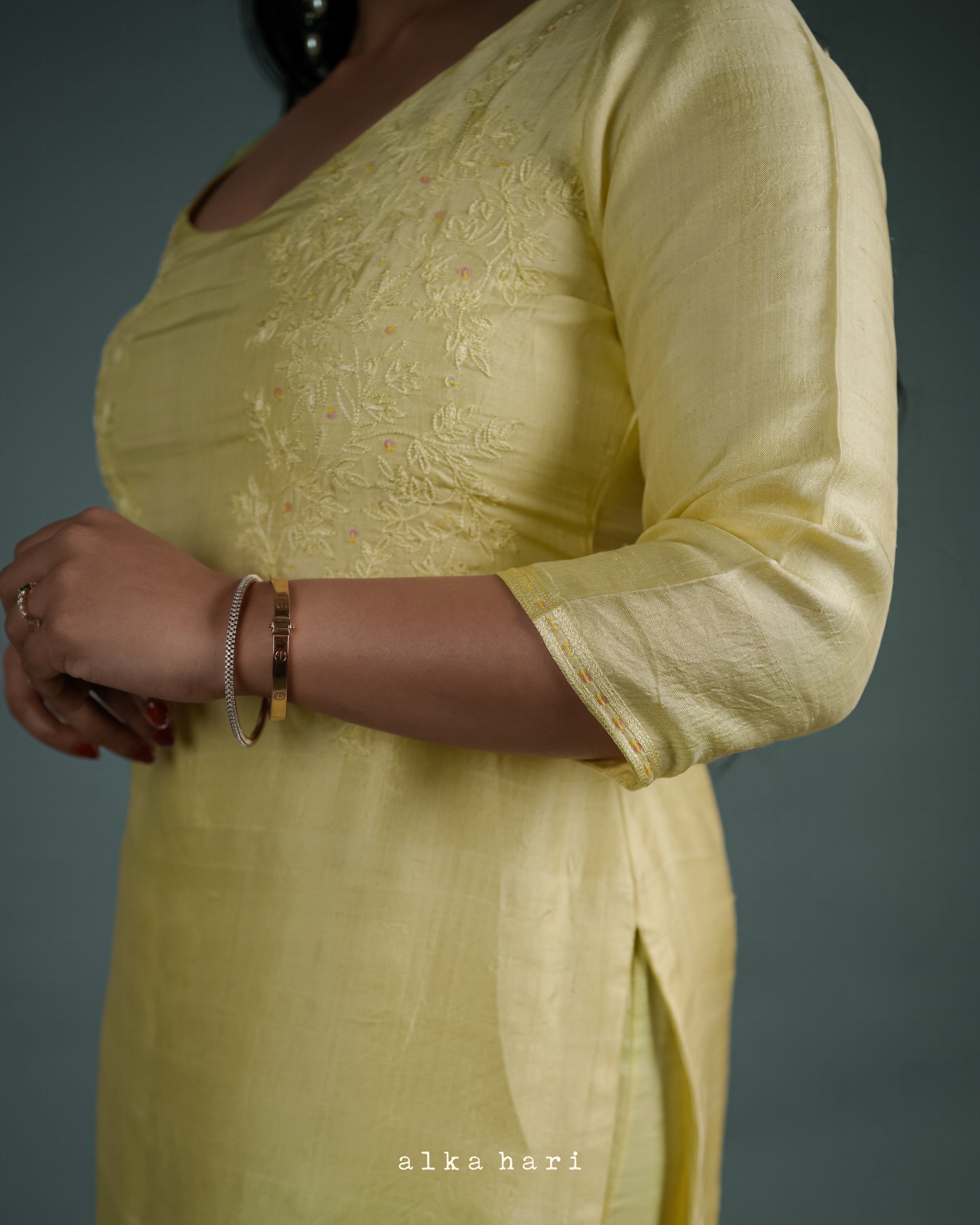 Butter Yellow Embroidered Kurta