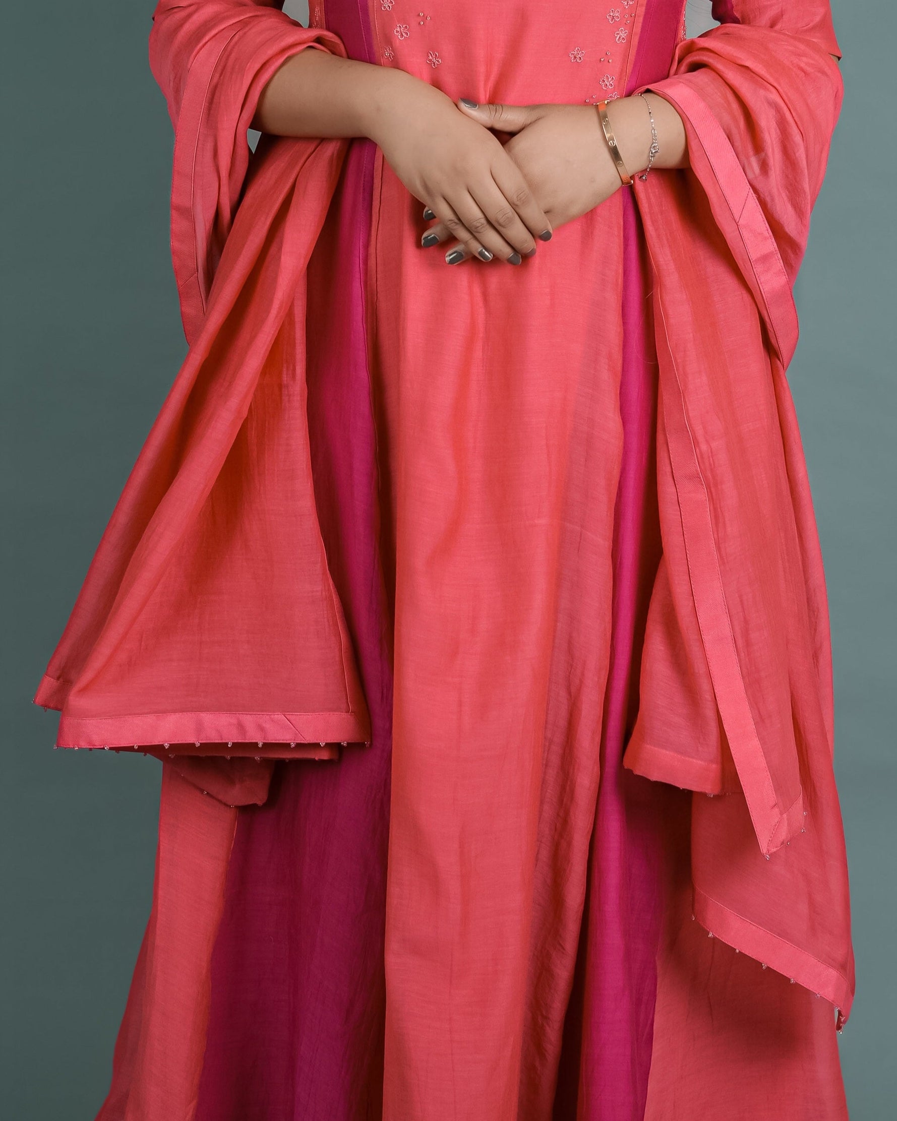 Peach Pink Chanderi Silk Dupatta