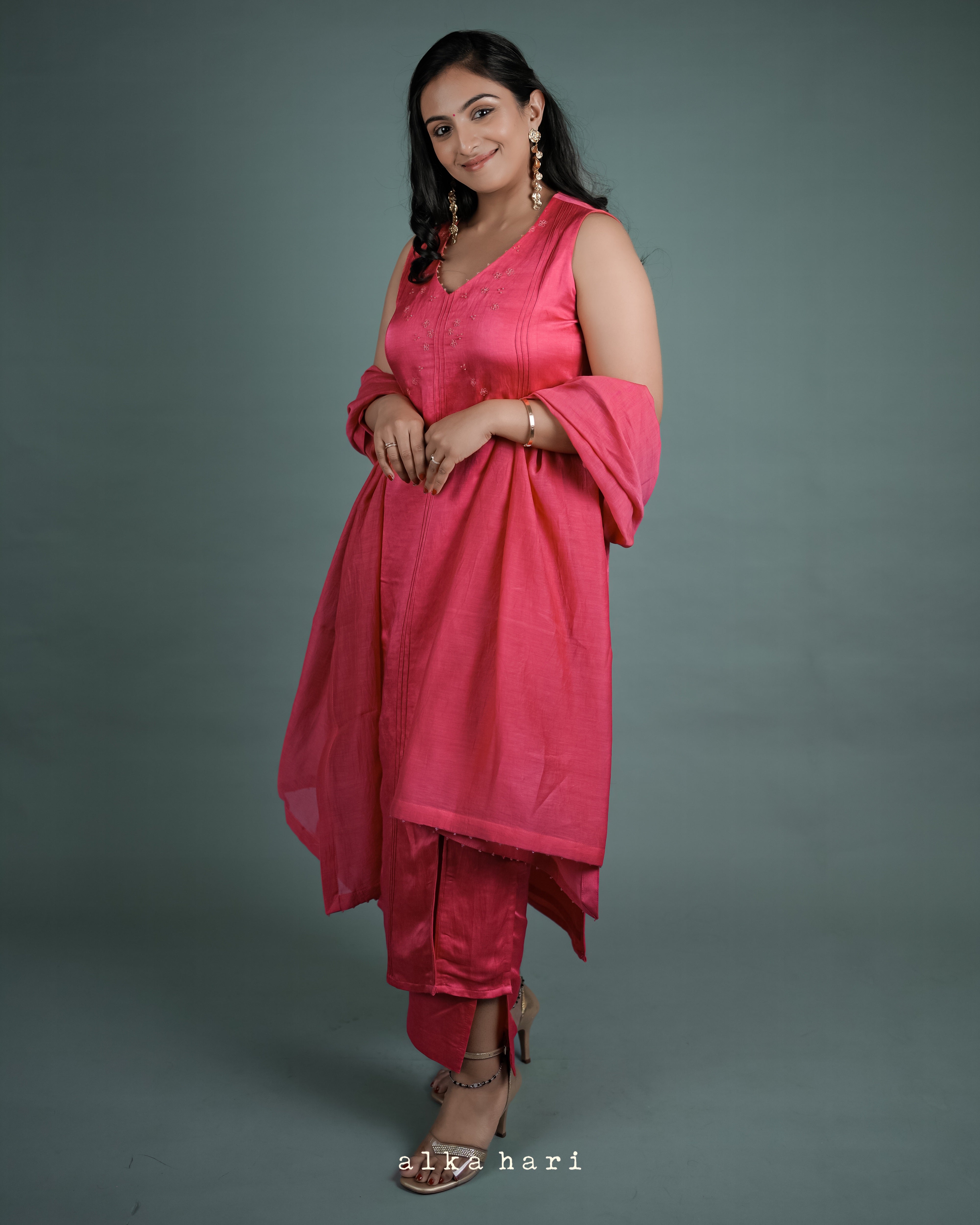 Coral Pink Slited Kurta