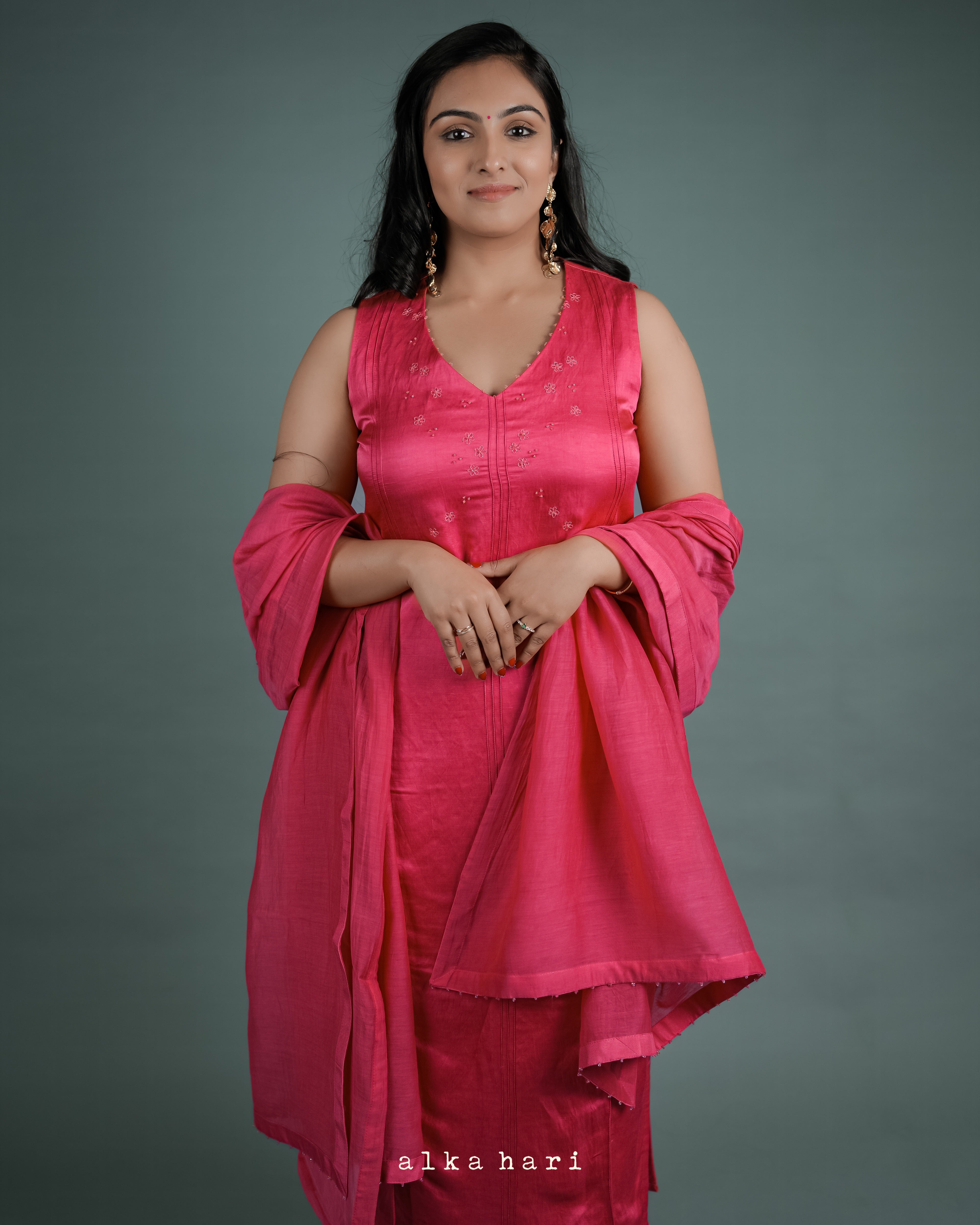 Coral Pink Slited Kurta