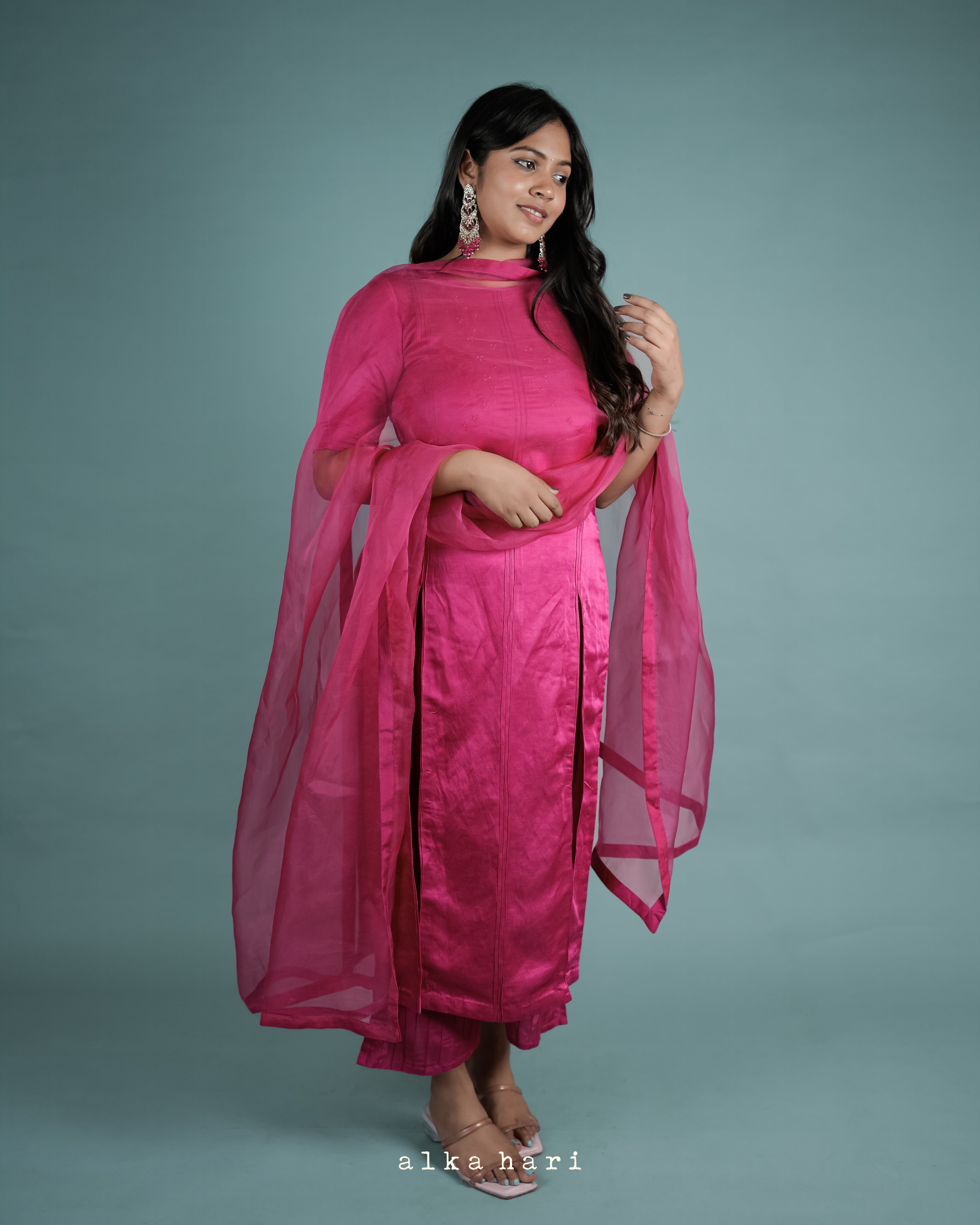 Hot Pink Slitted Kurta