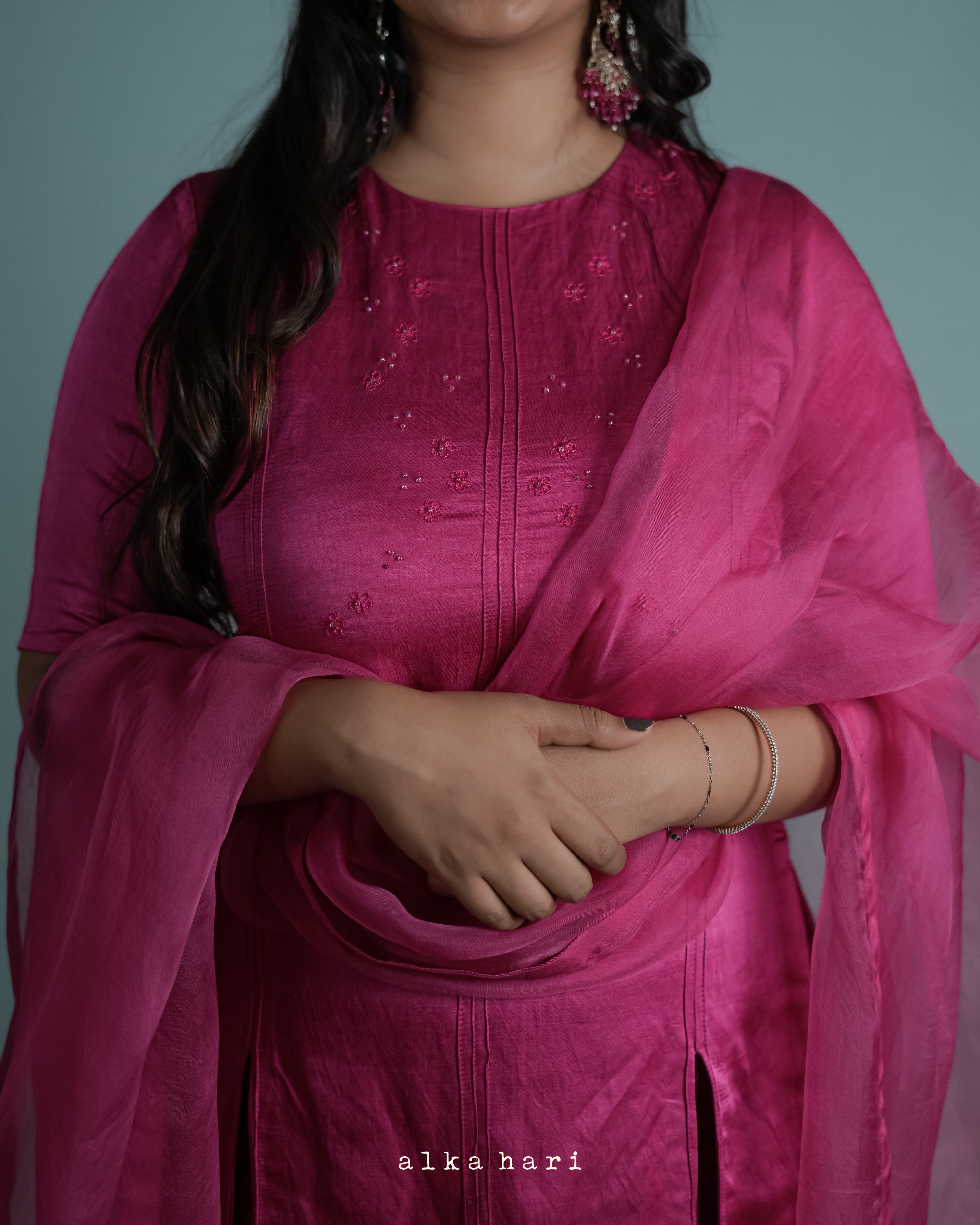Hot Pink Slitted Kurta