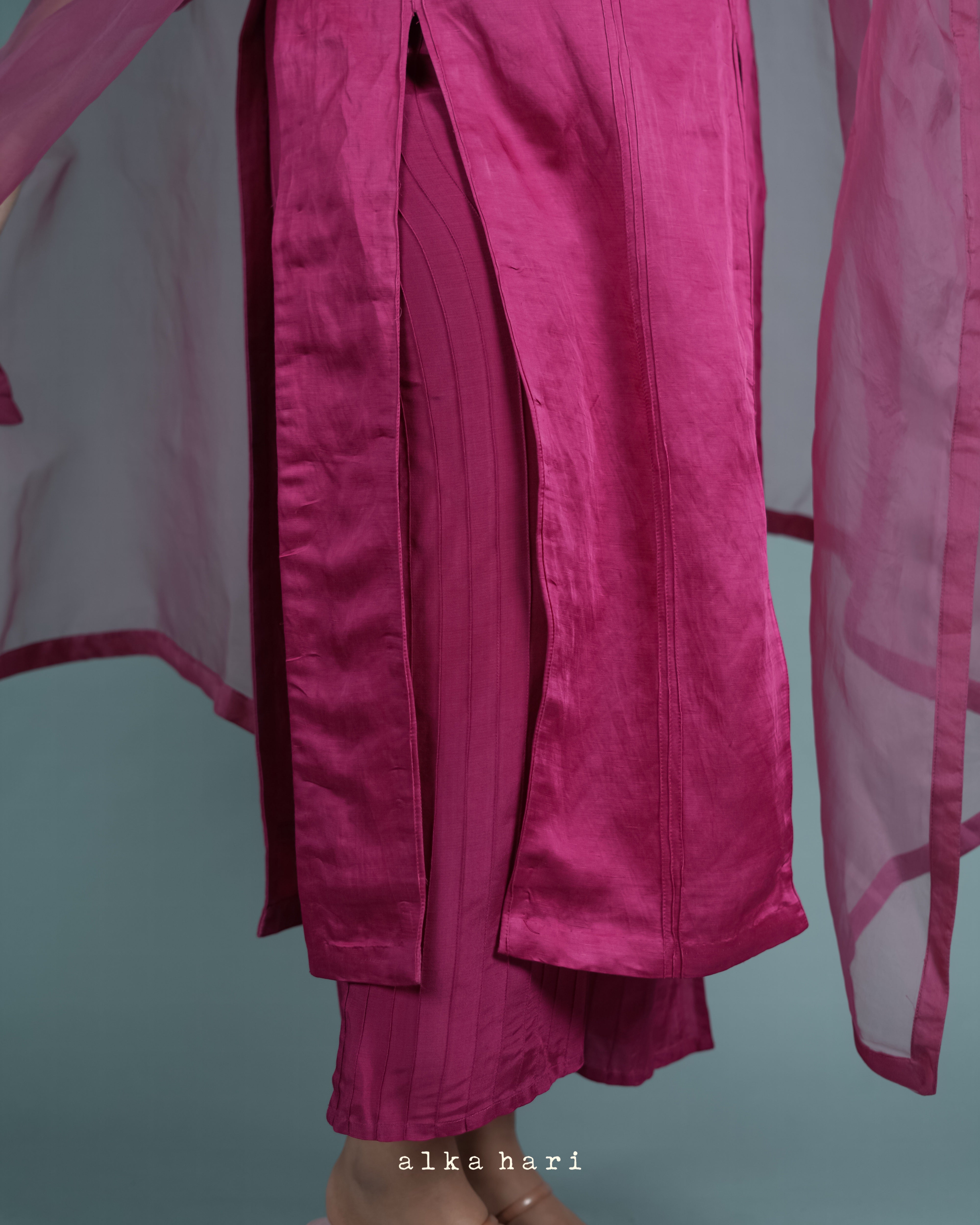 Hot Pink Linen Satin Palazzo