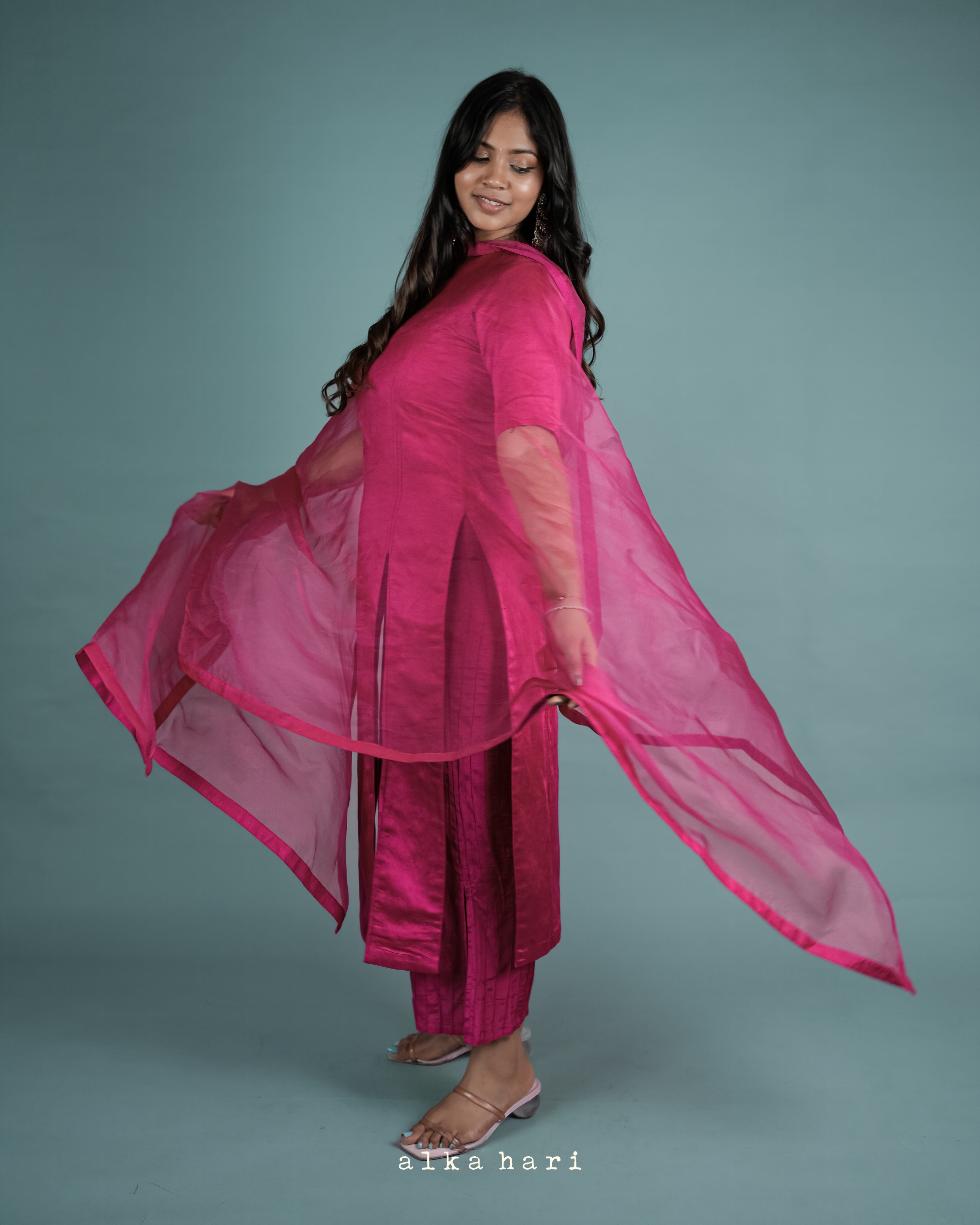 Hot Pink Slitted Kurta