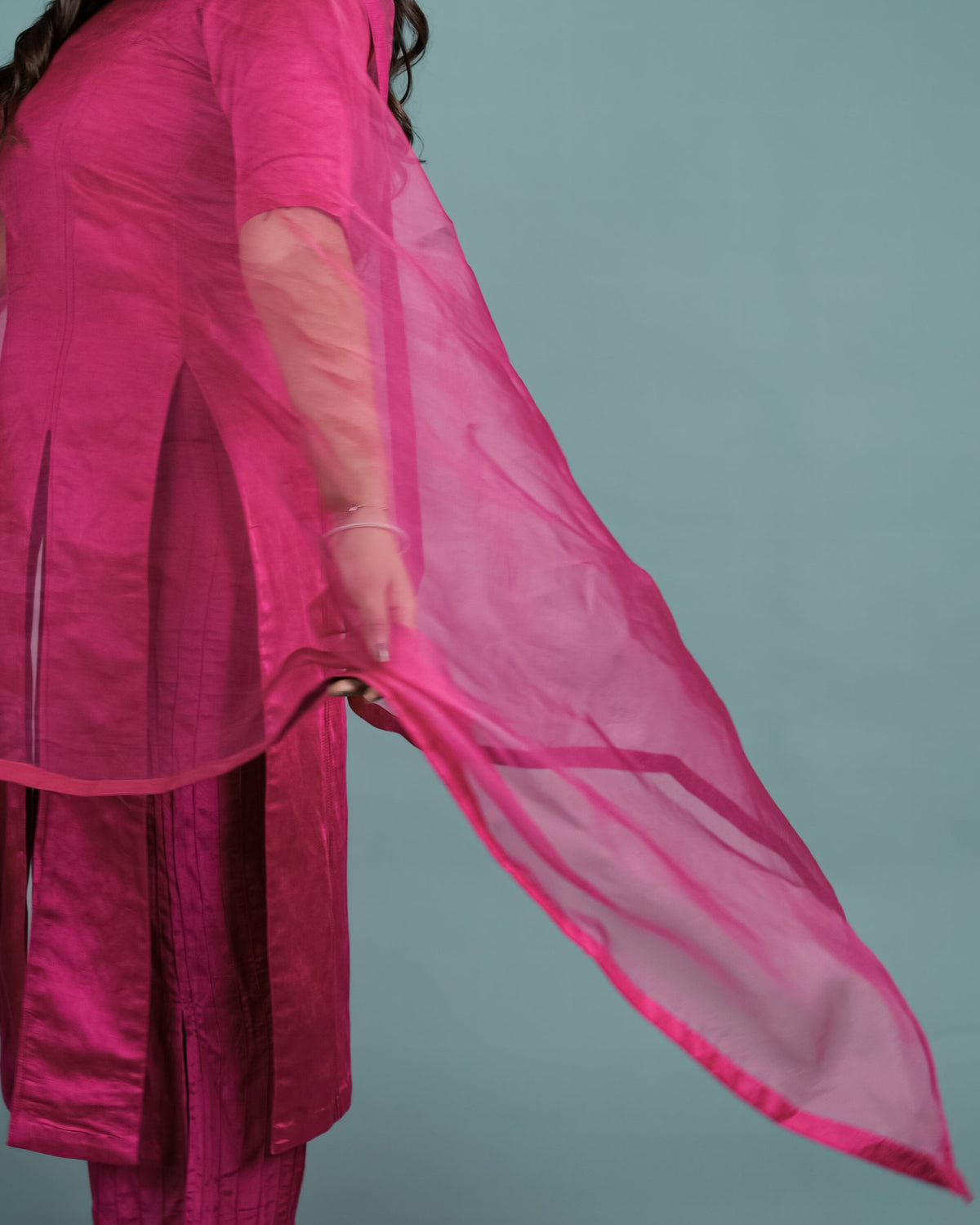 Hot Pink Organza Dupatta
