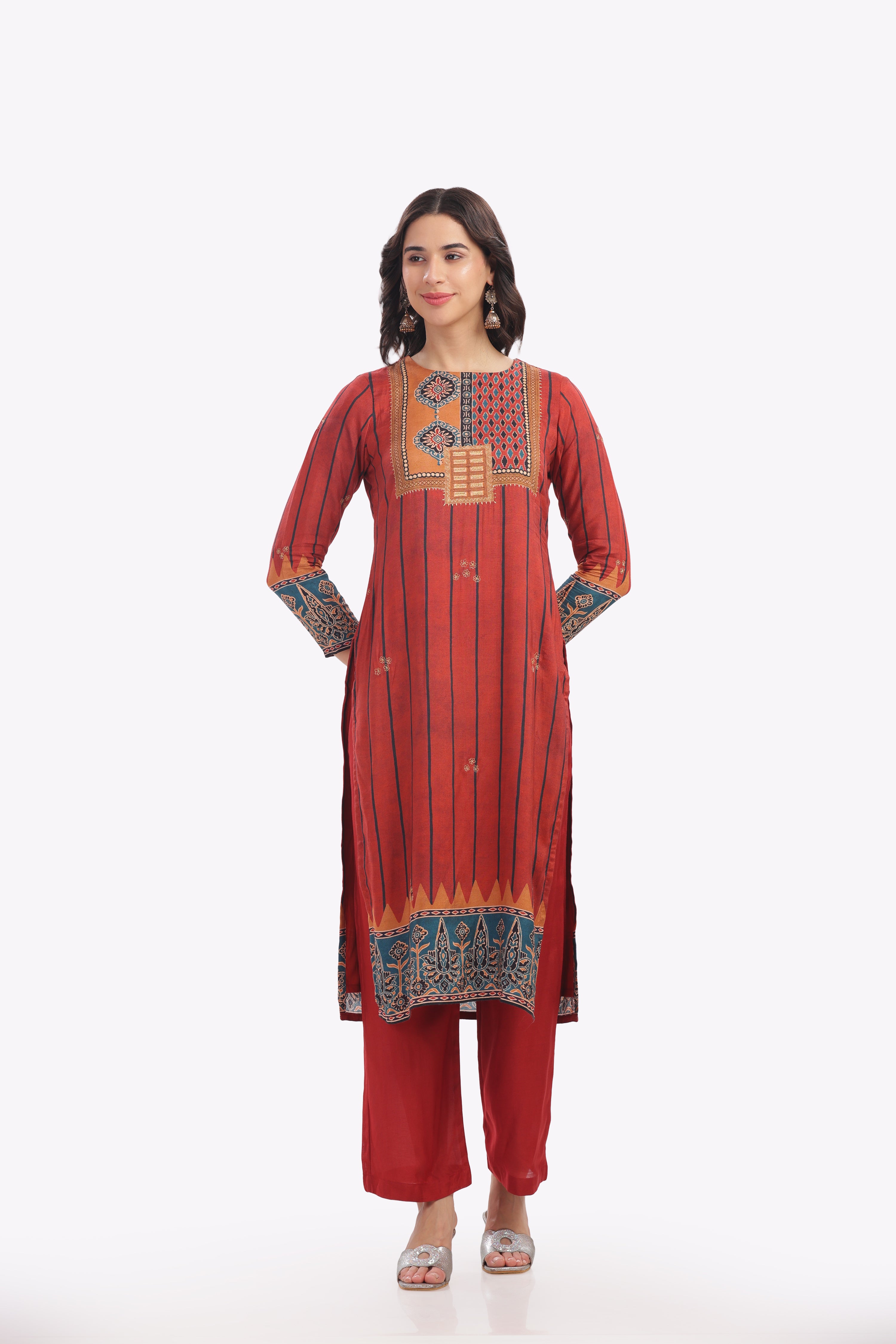 Rustic Red Printed Kurta