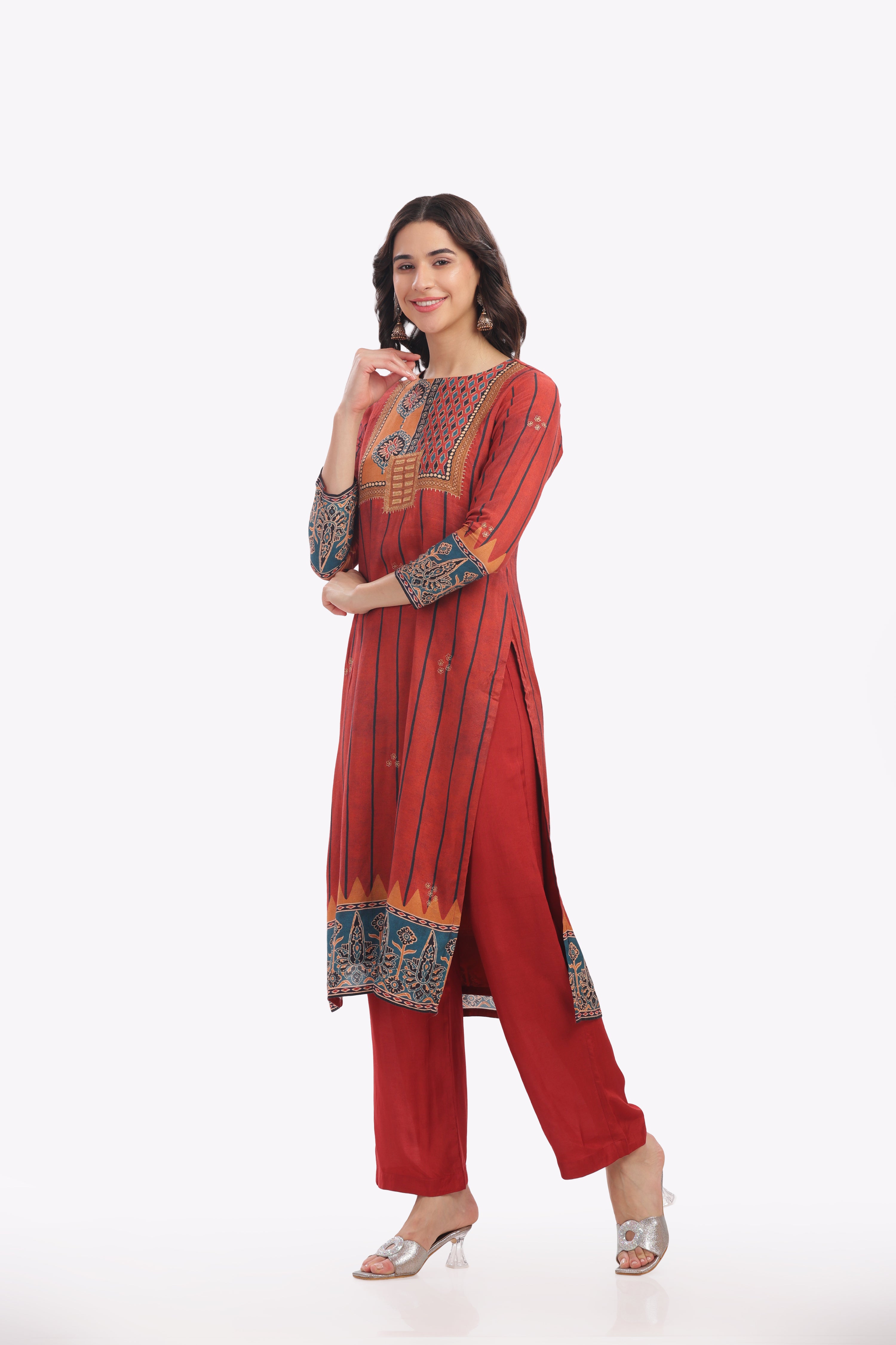 Rustic Red Printed Kurta