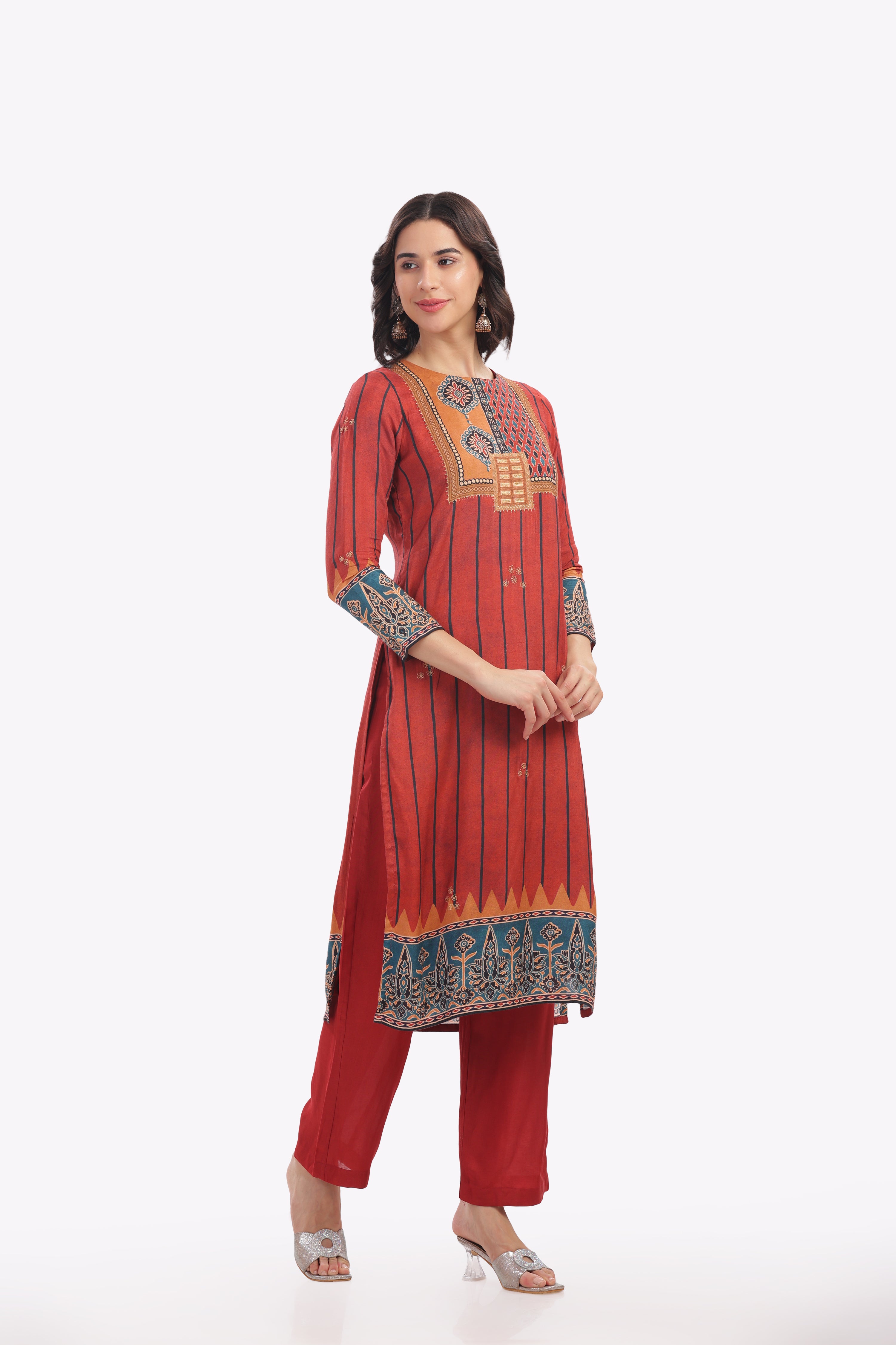 Rustic Red Printed Kurta