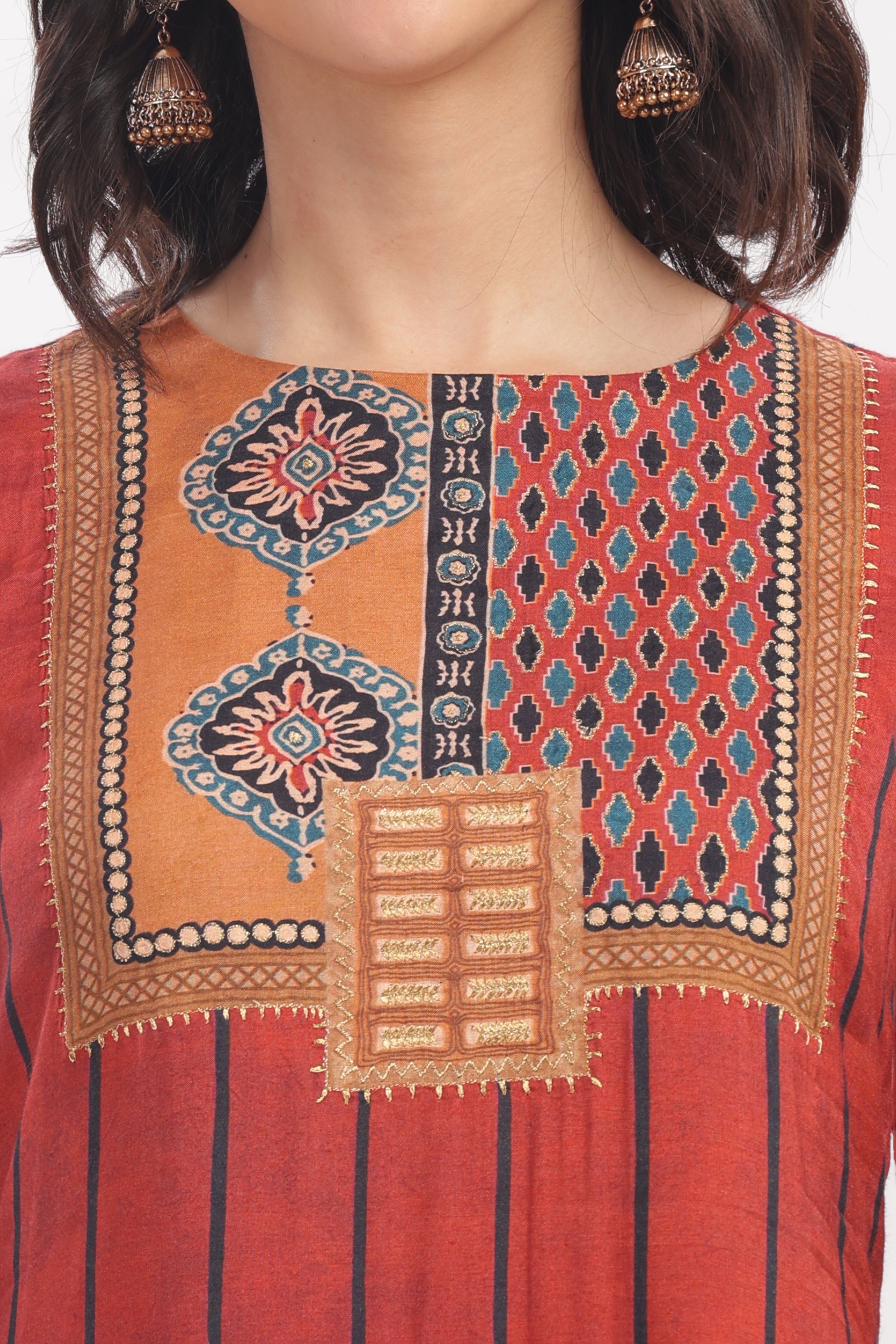 Rustic Red Printed Kurta