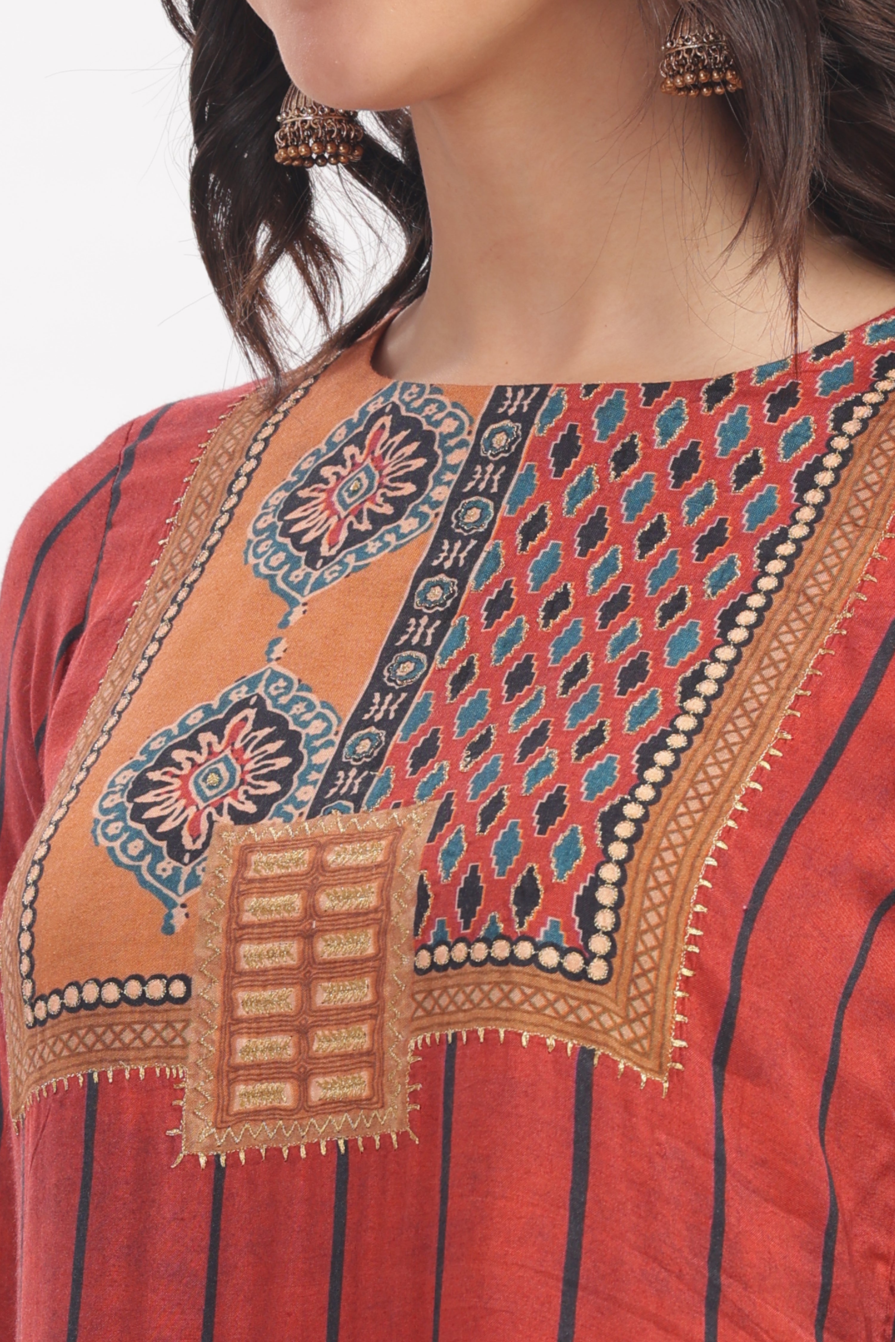 Rustic Red Printed Kurta