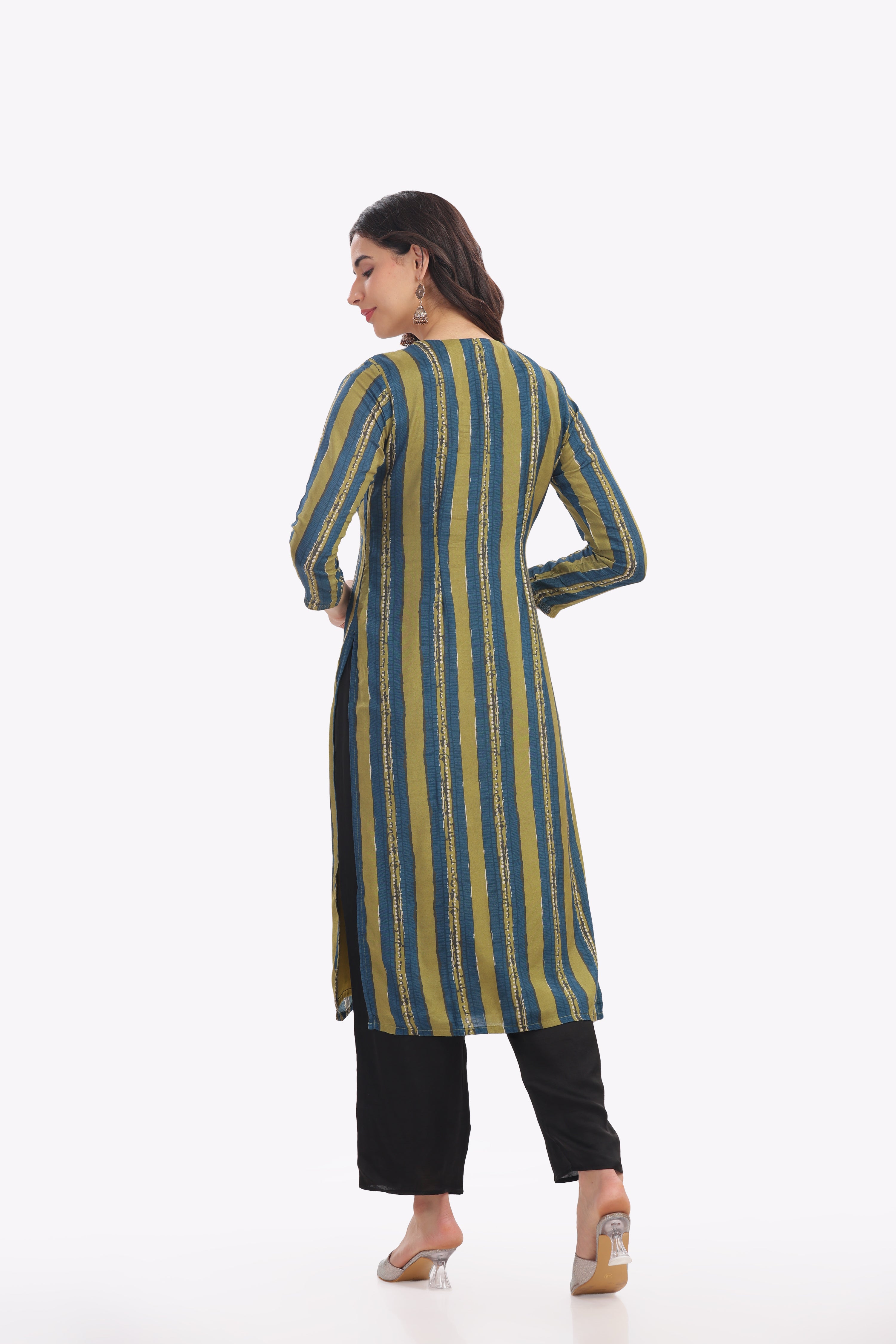 Green Stripped Kurta