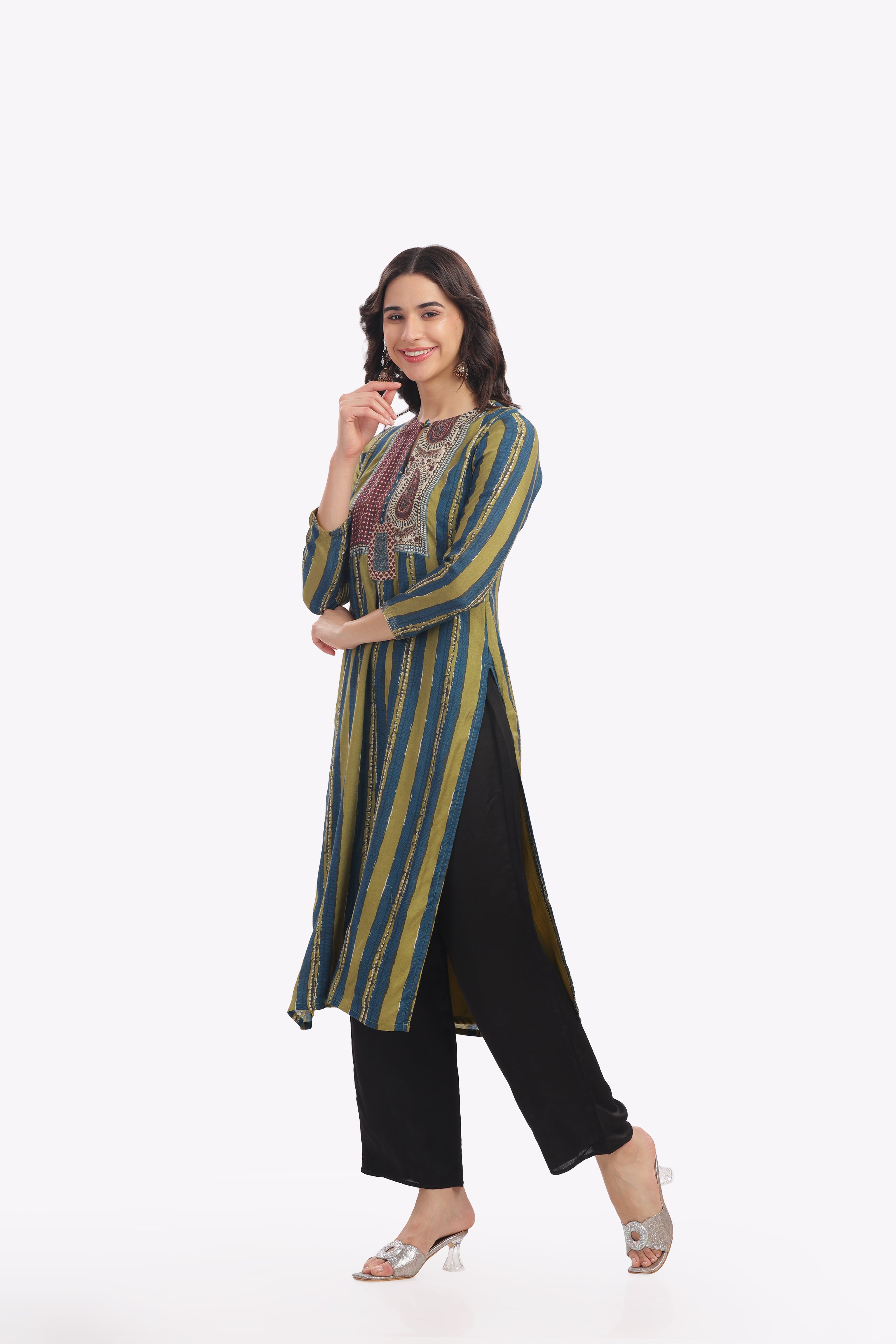 Green Stripped Kurta