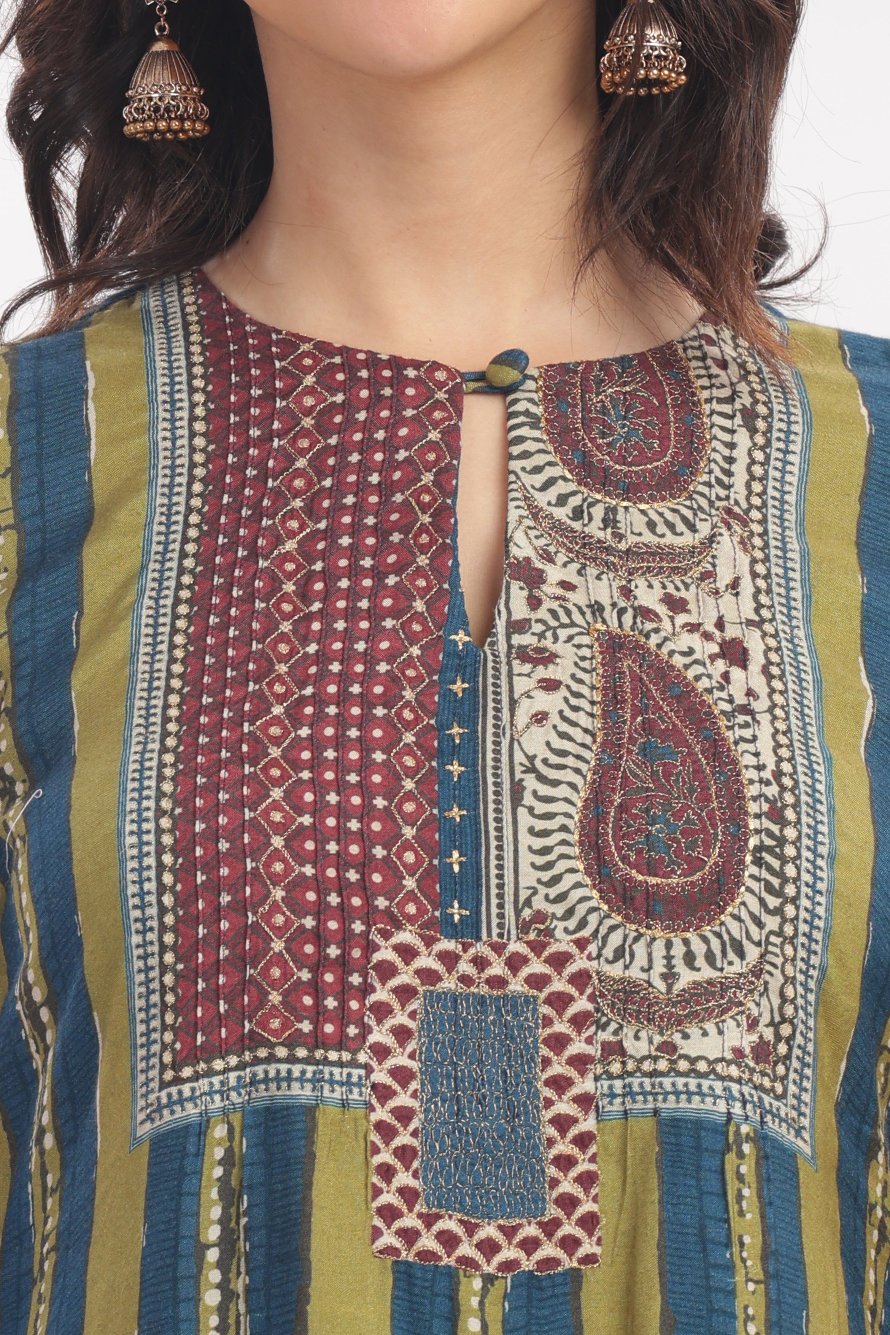 Green Stripped Kurta