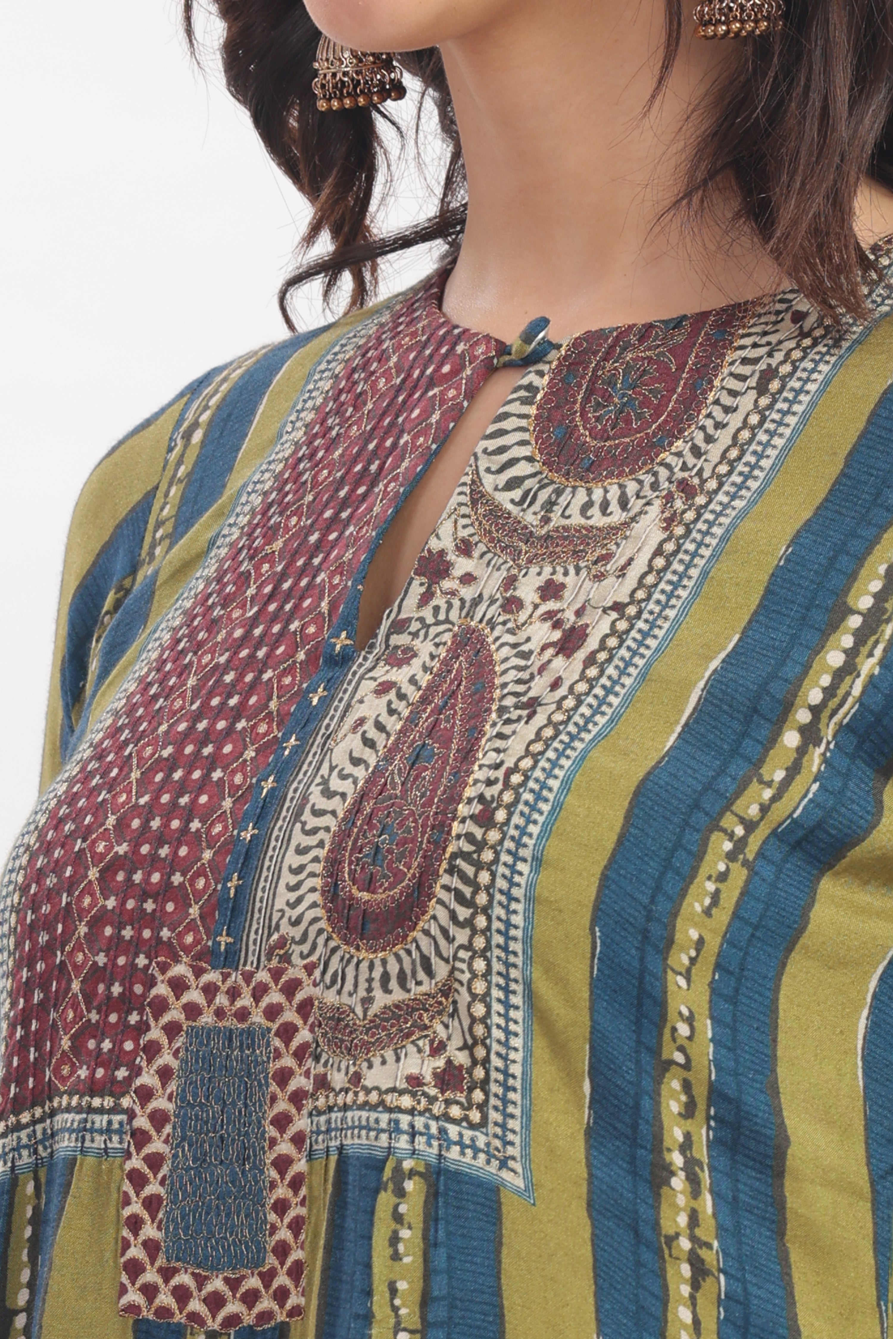 Green Stripped Kurta