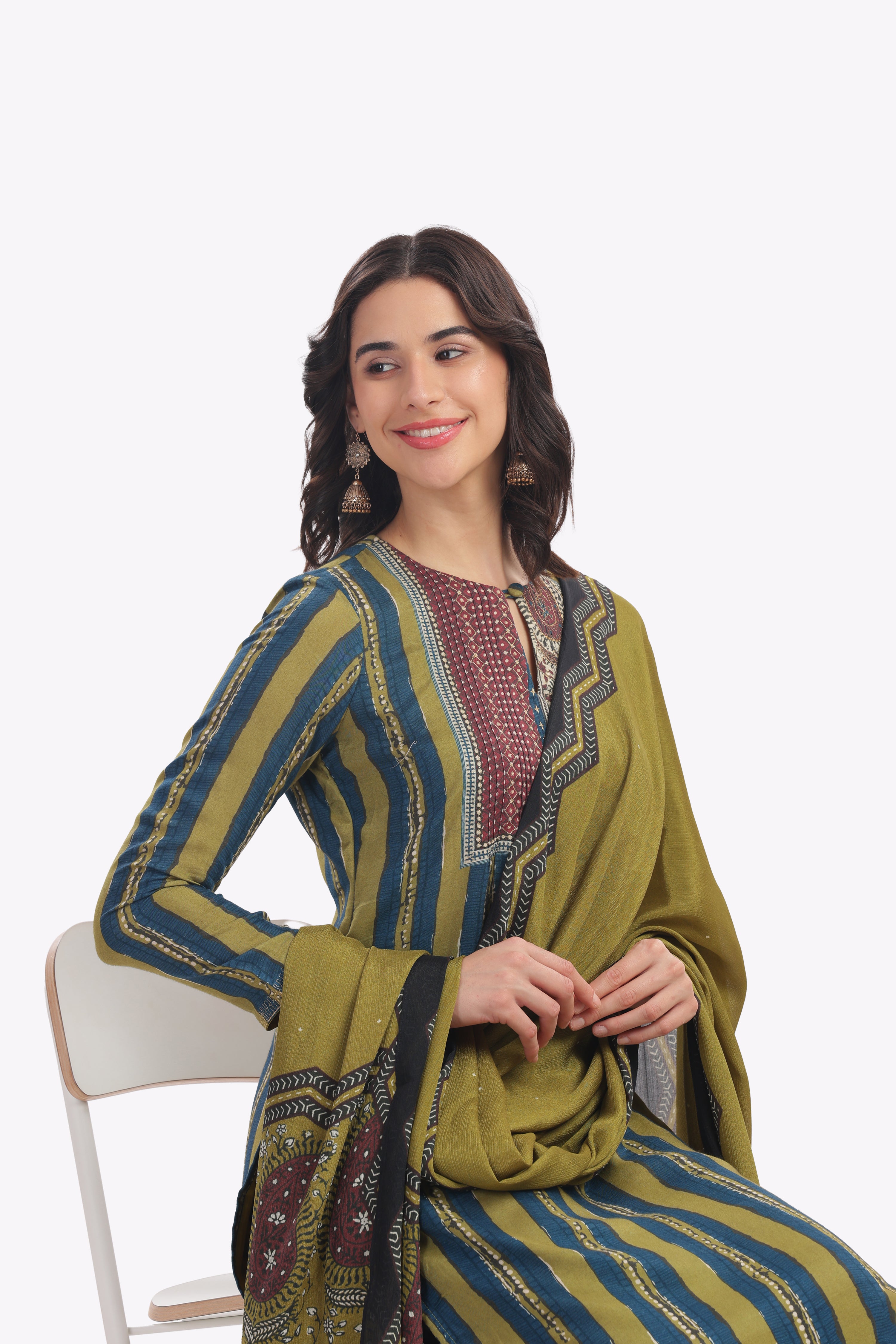 Green Stripped Kurta