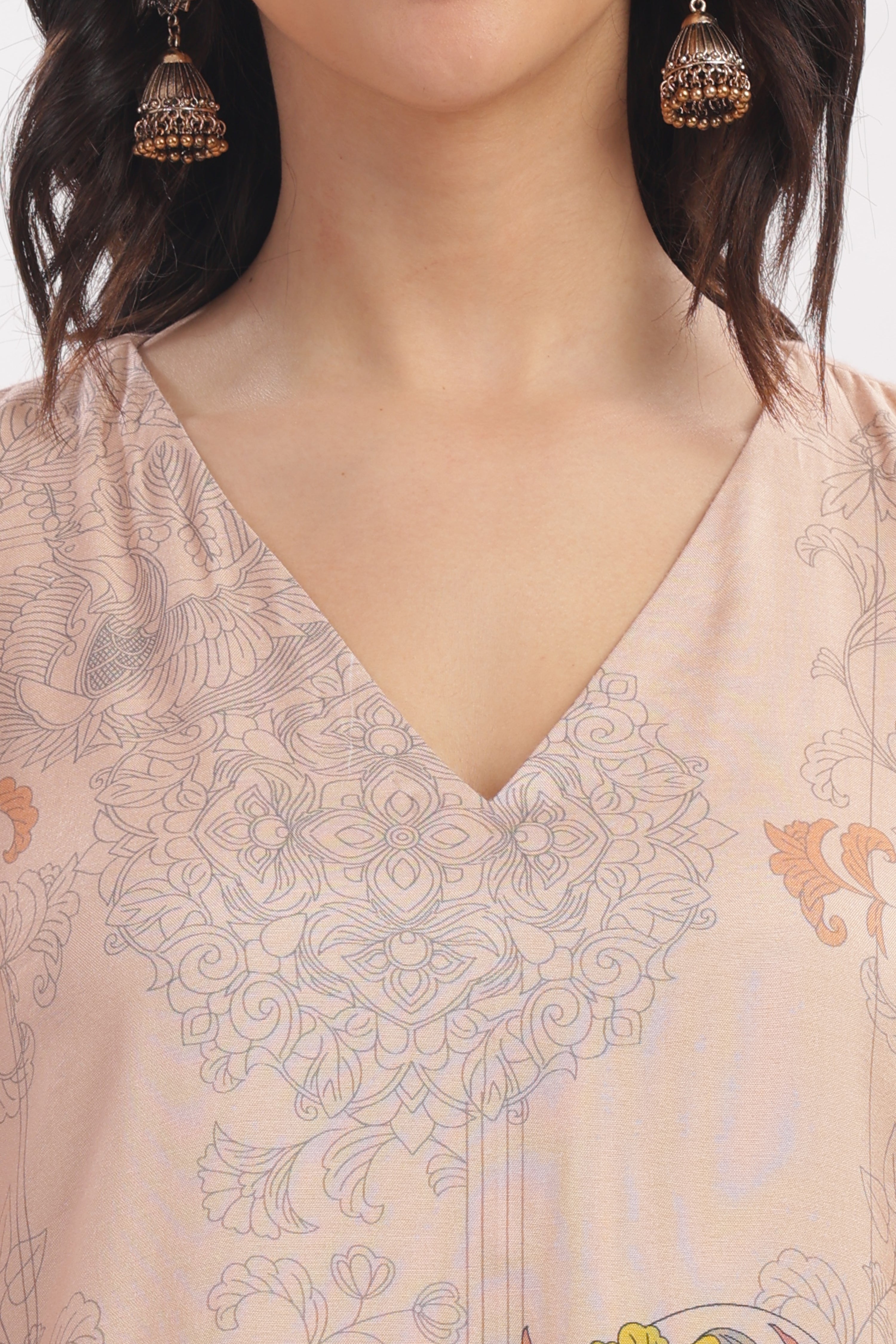 Pastel Peach Printed Kurta