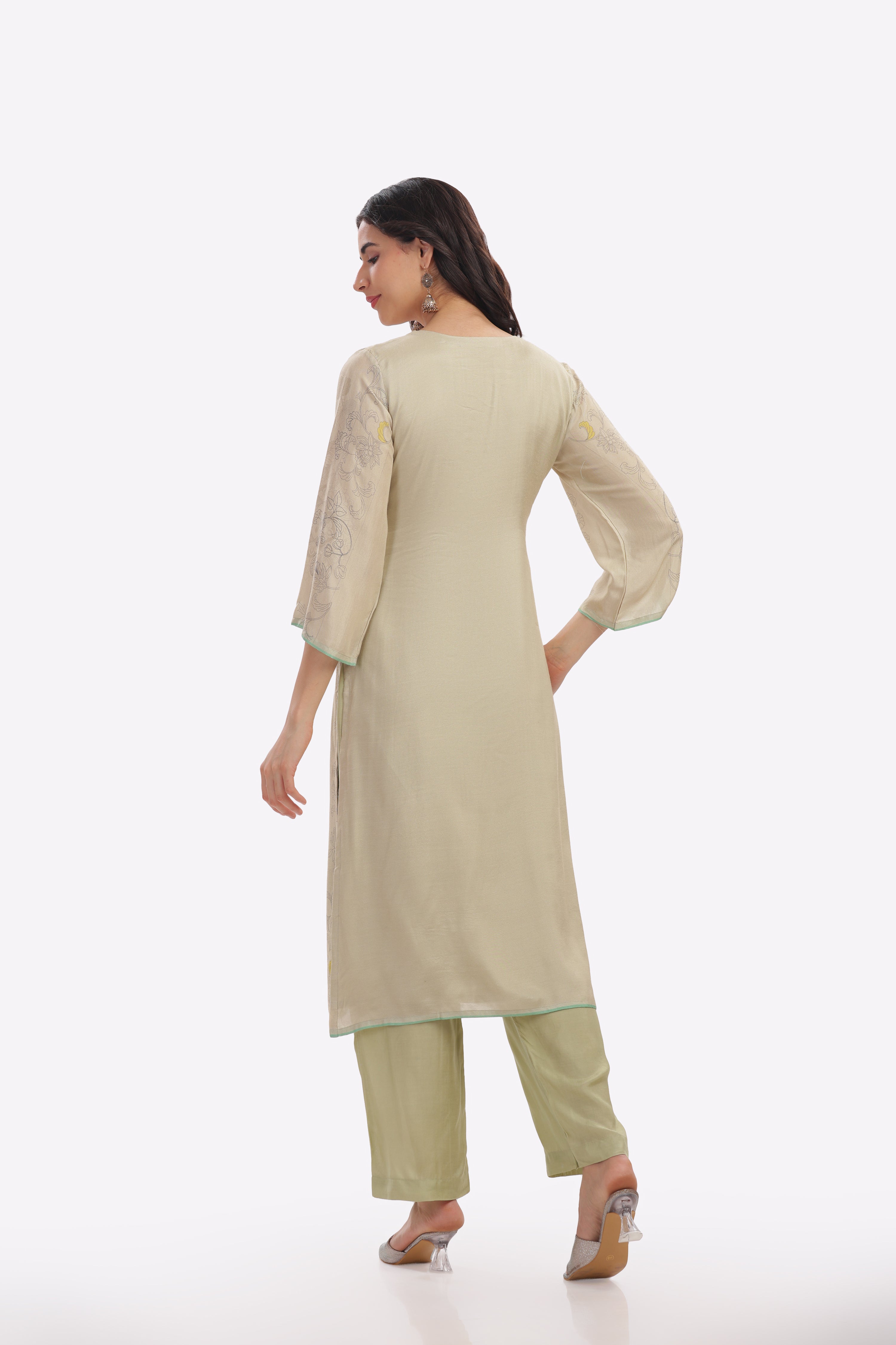 Pastel Green Floral Printed Kurta