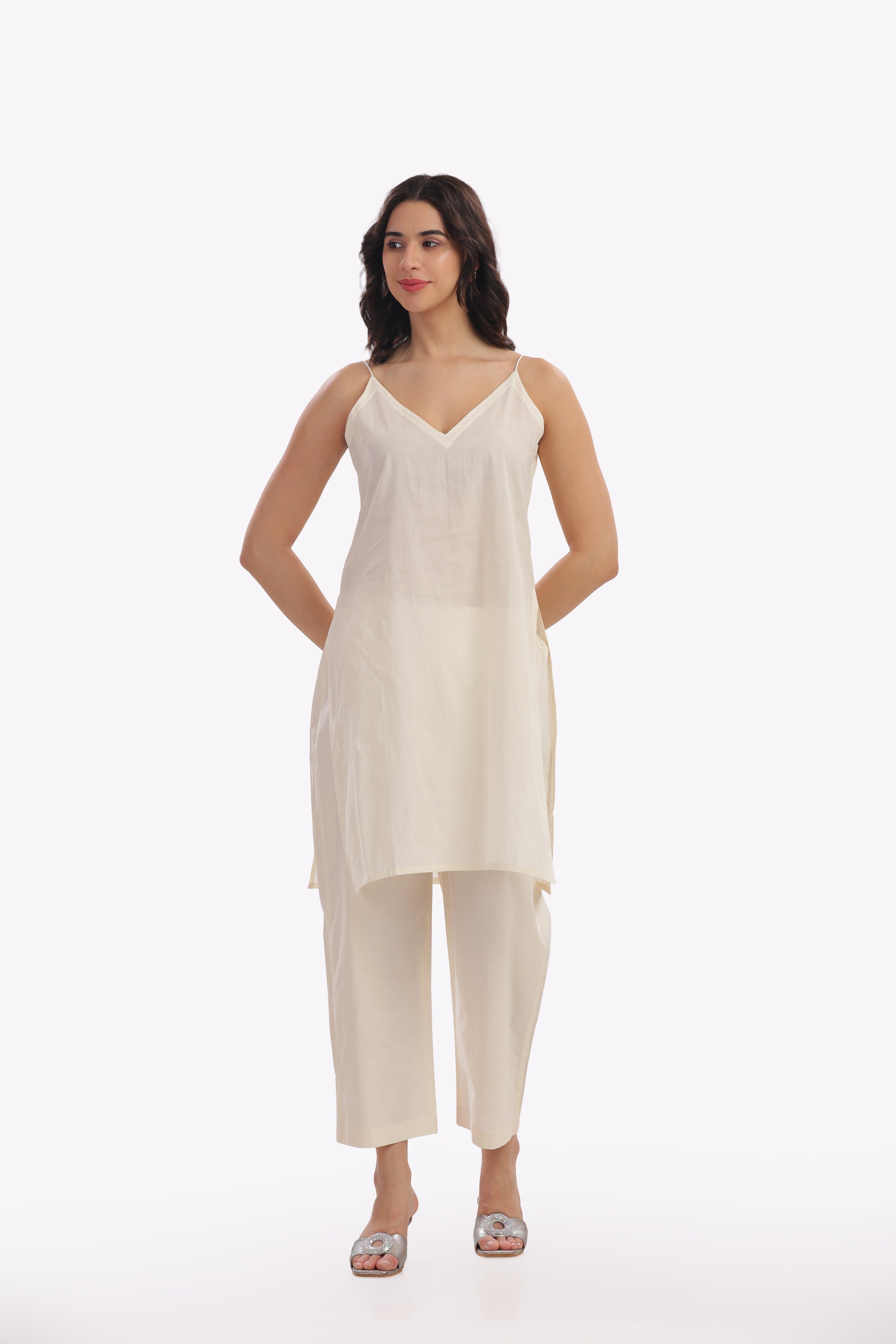 Off White Slip Kurta