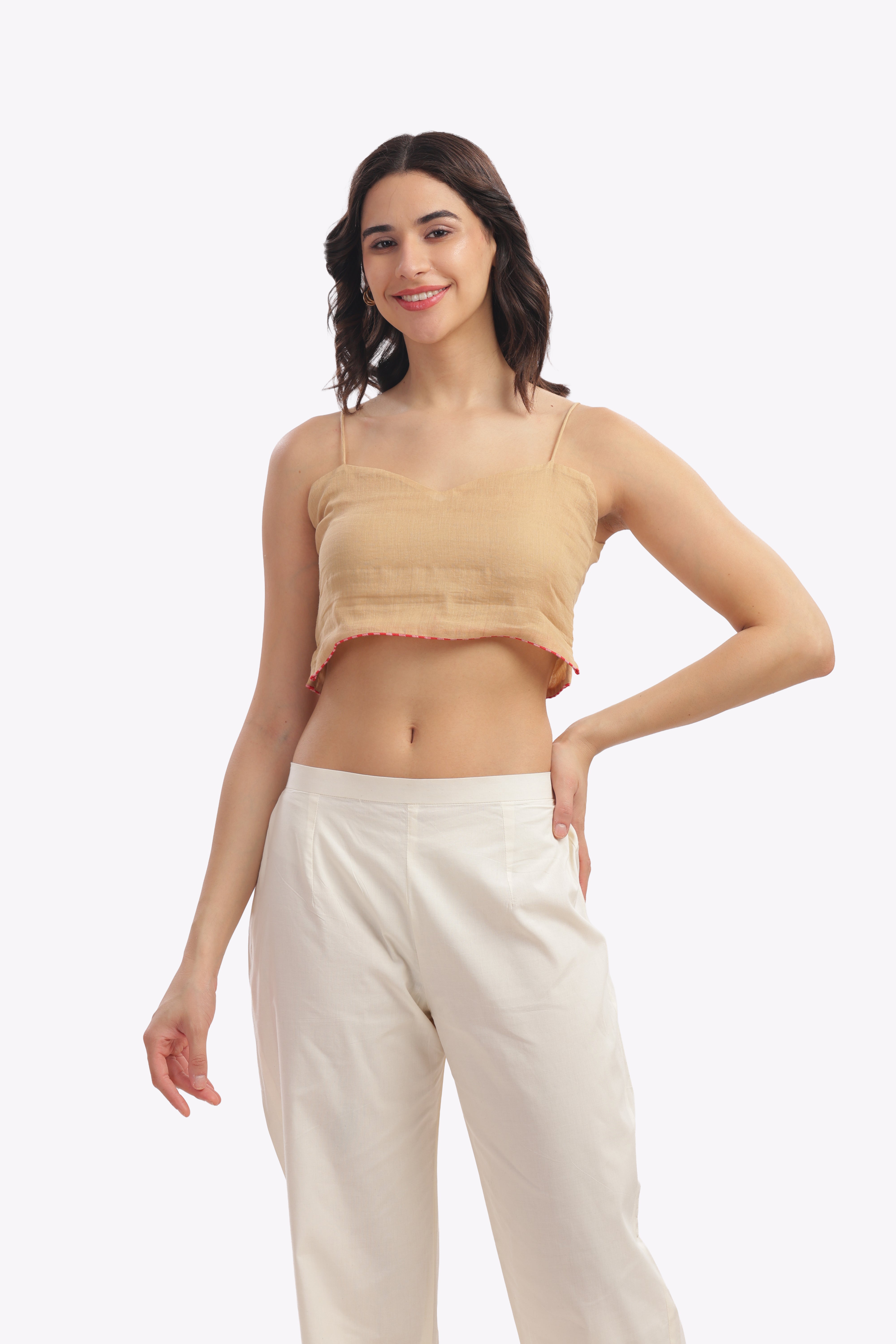 Beige Kurta with Gathered Sleeve