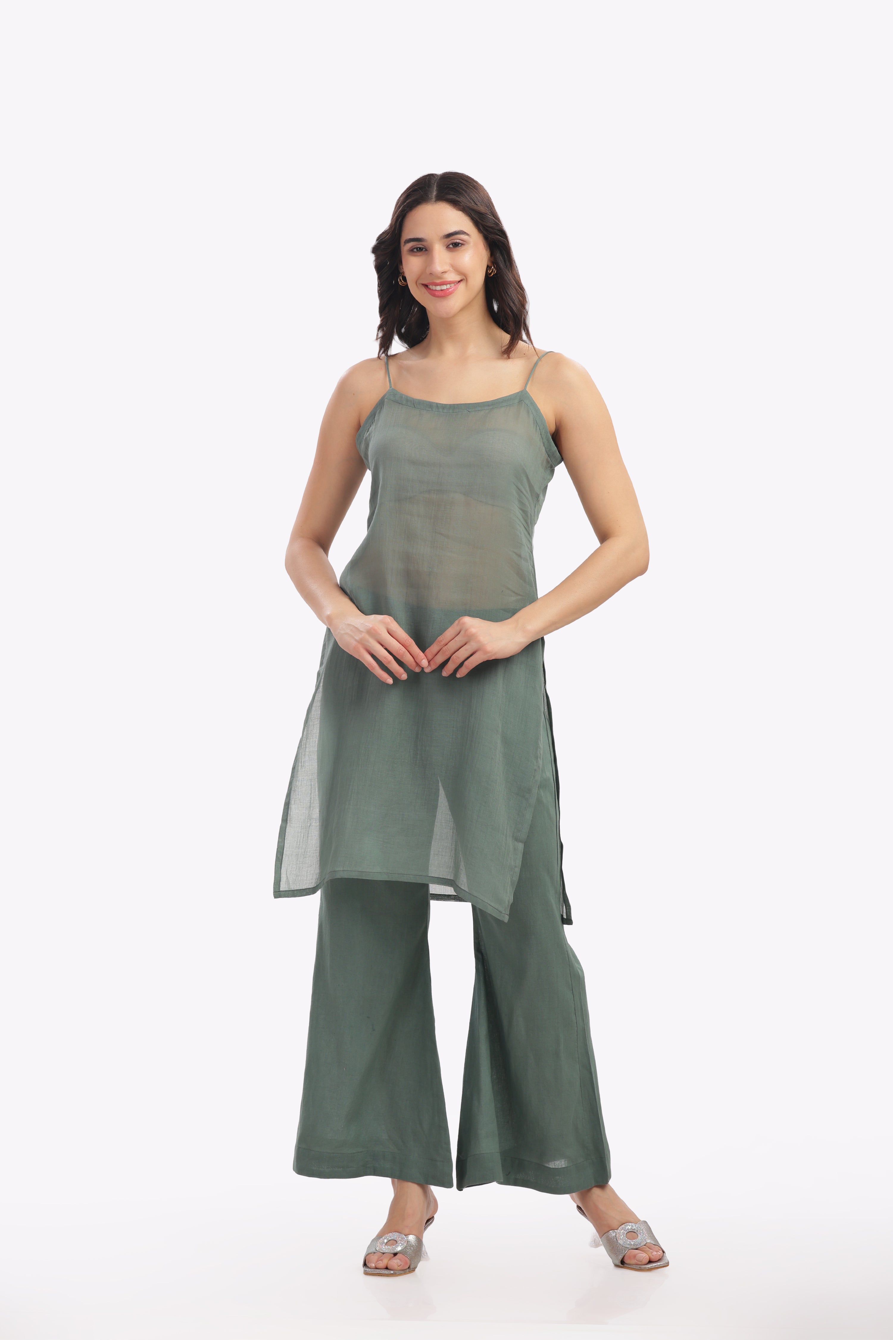 Grey Kurta with Slip