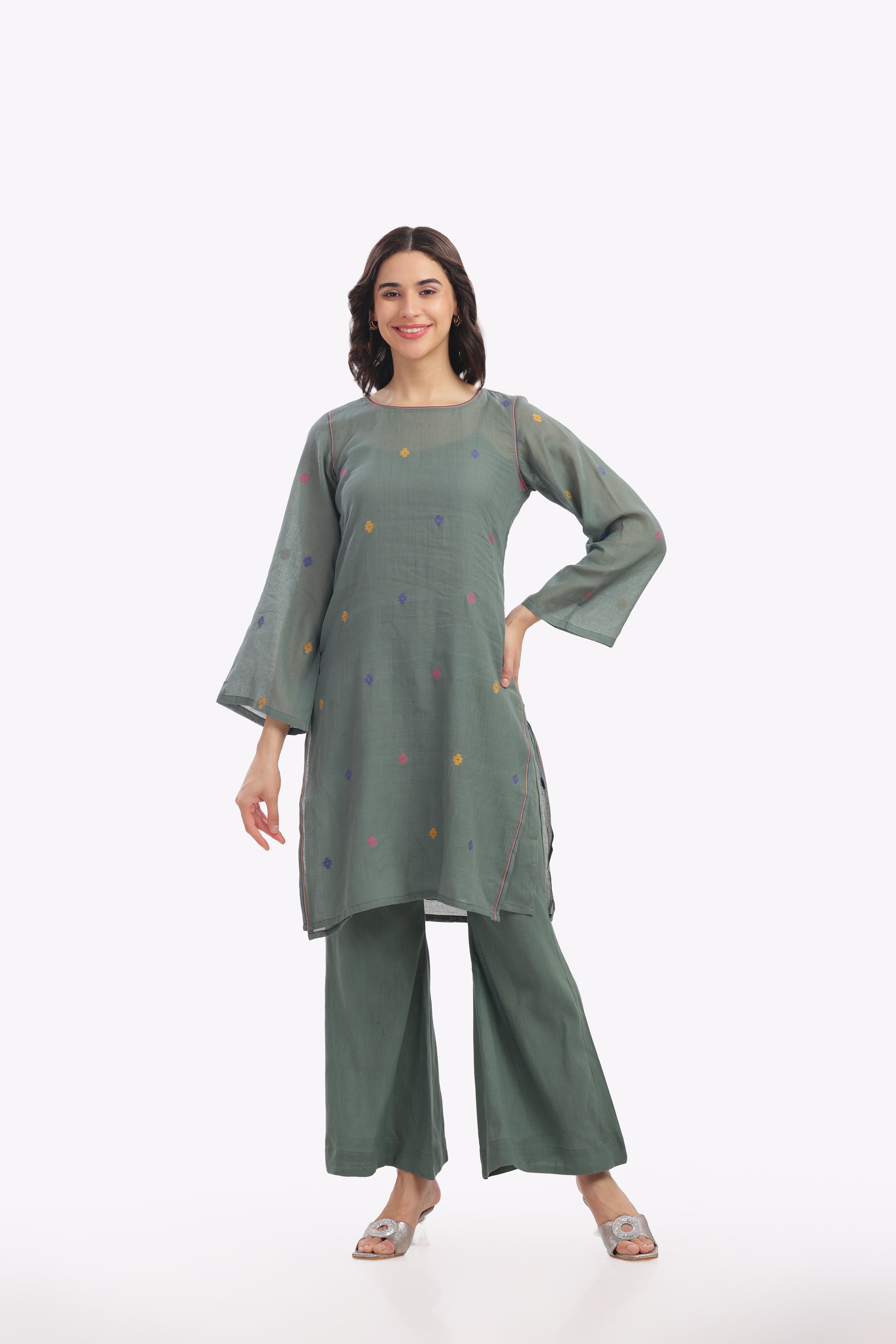 Grey Kurta with Slip