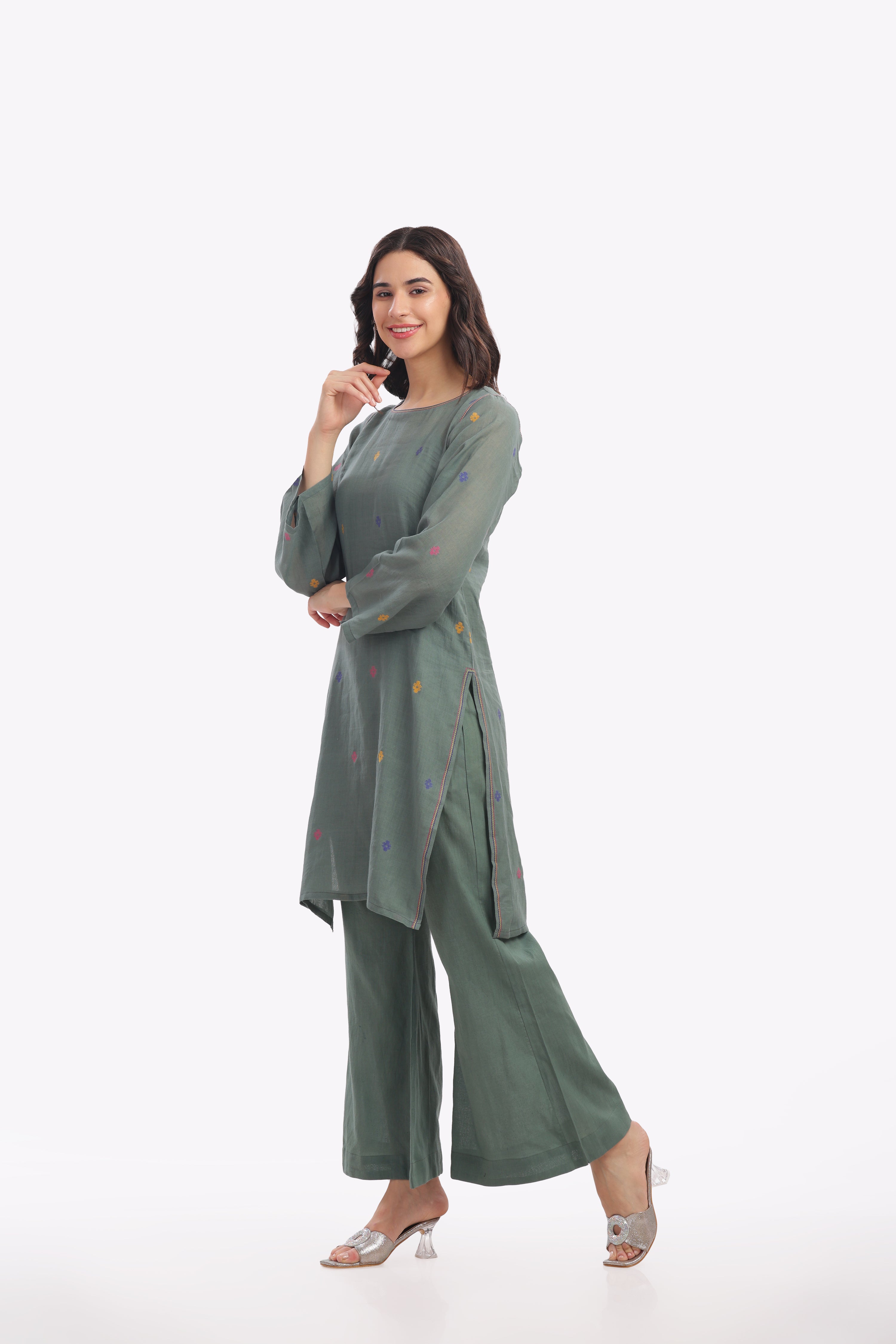 Grey Kurta with Slip