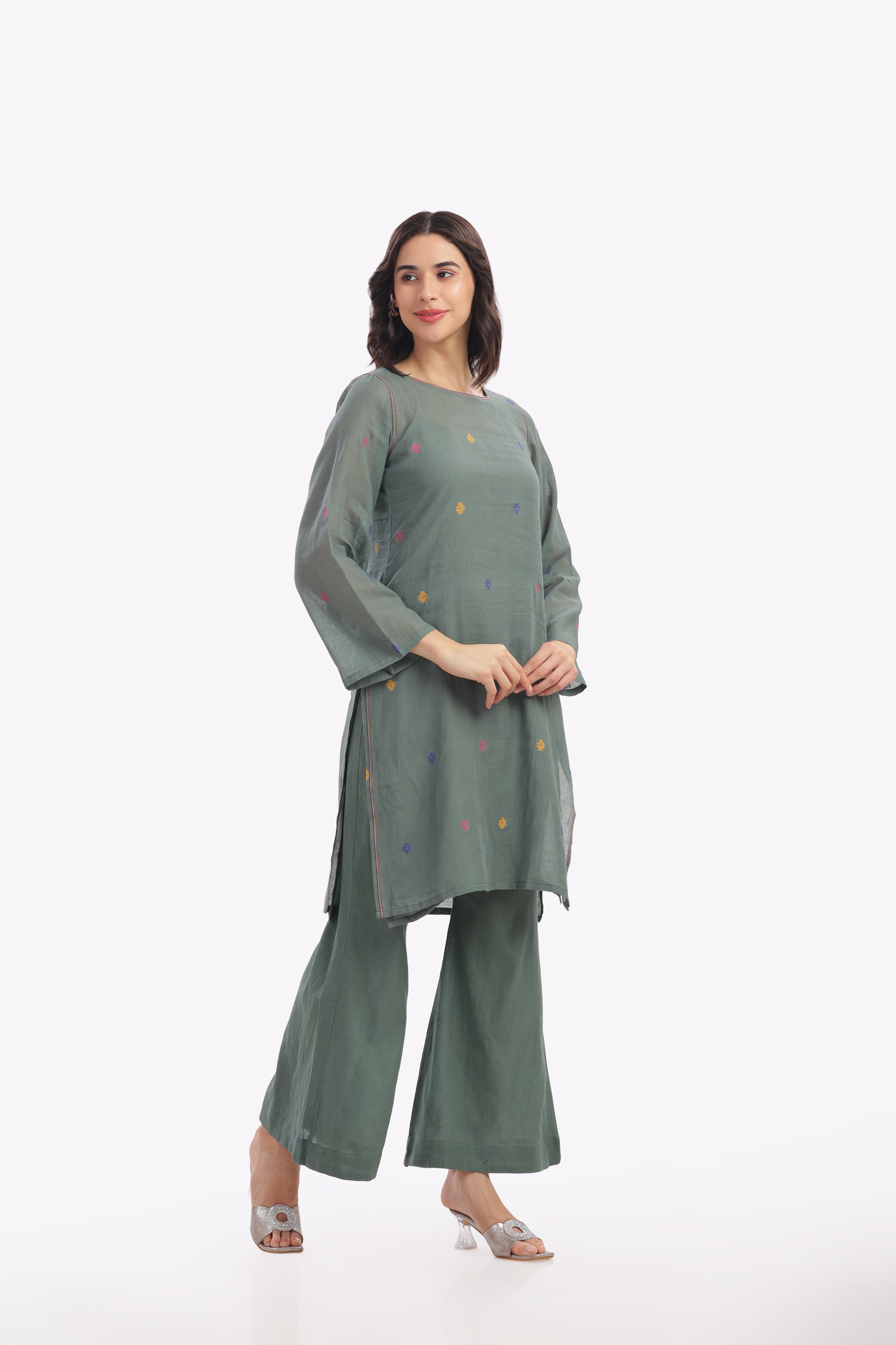 Grey Kurta with Slip