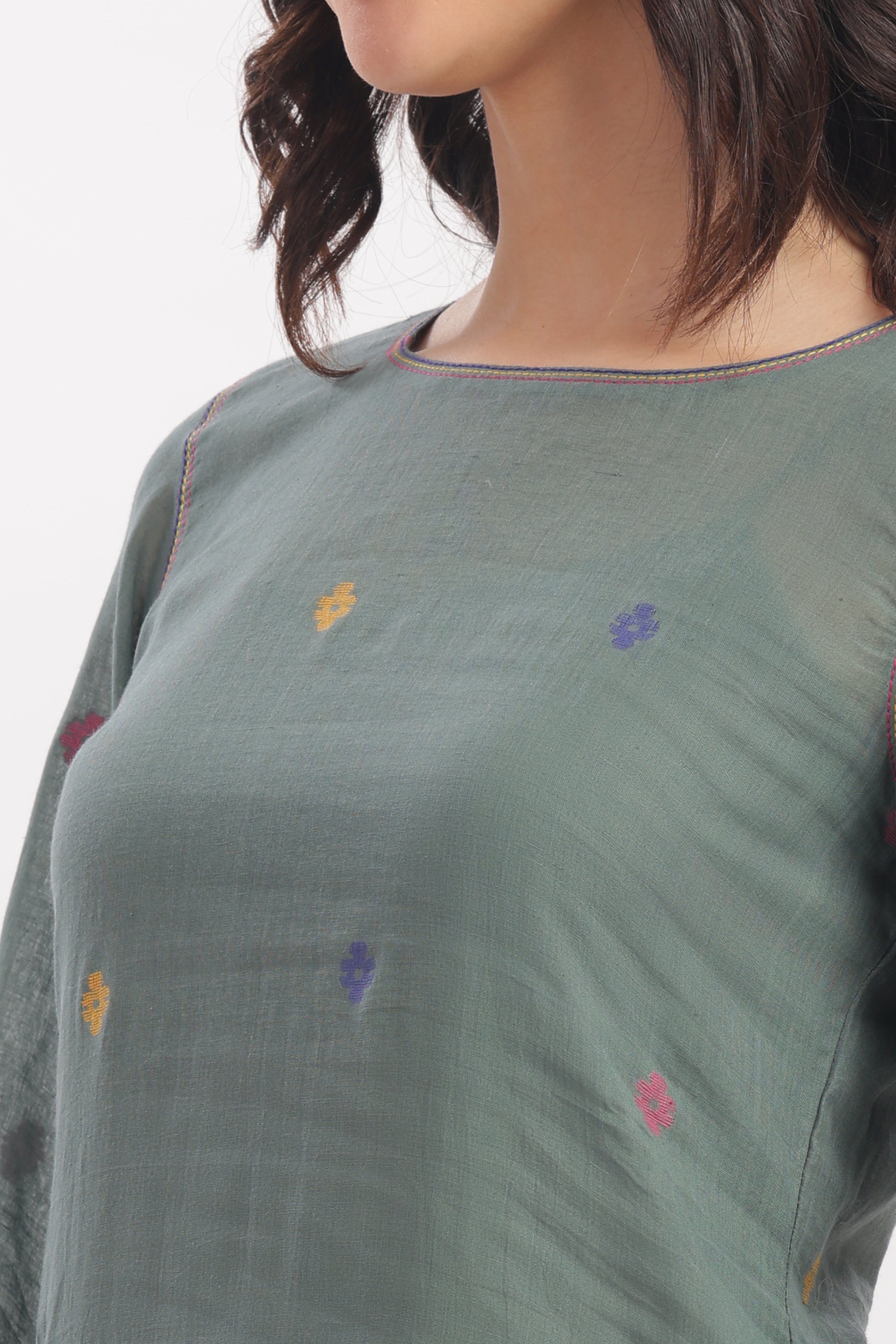 Grey Kurta with Slip