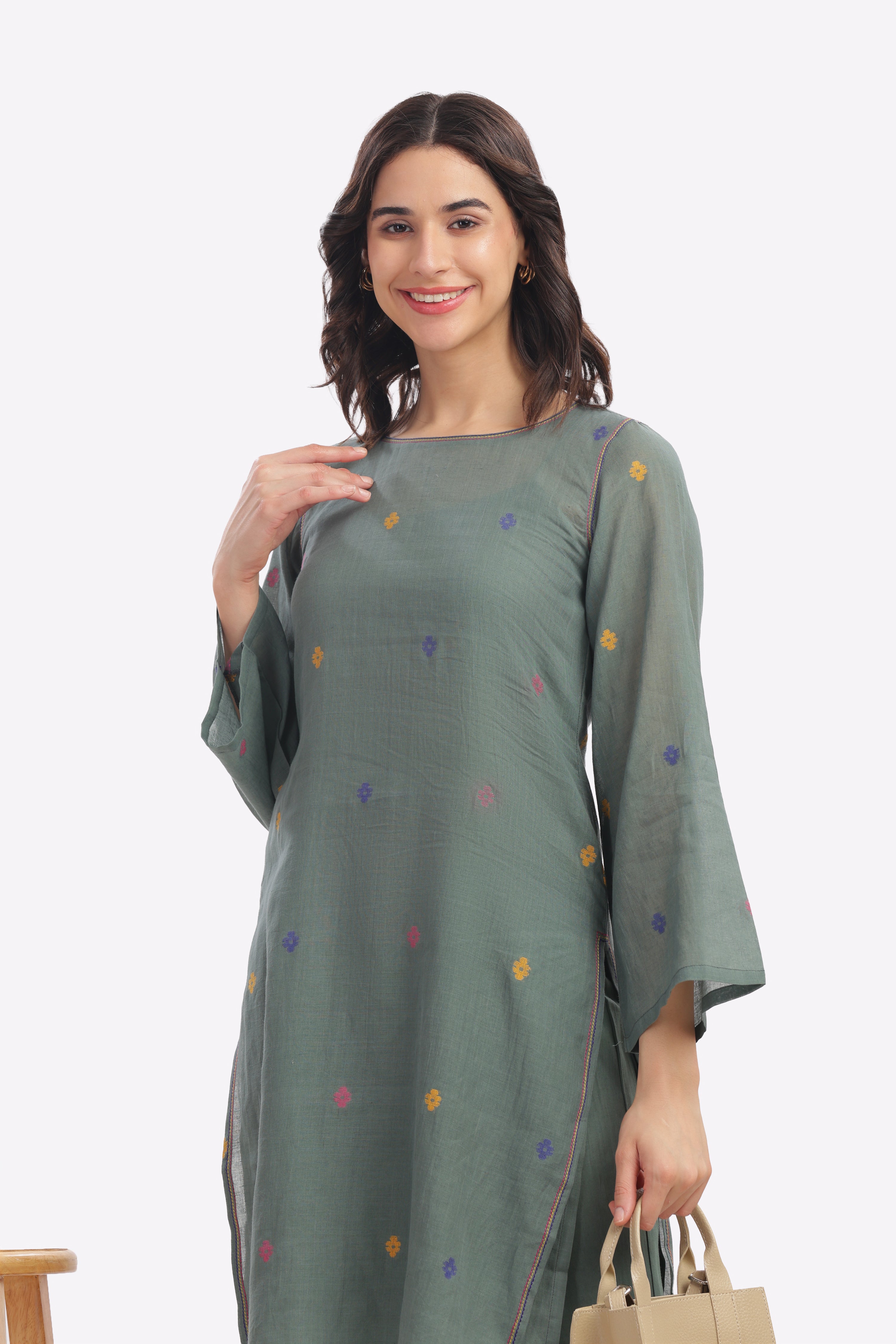 Grey Kurta with Slip