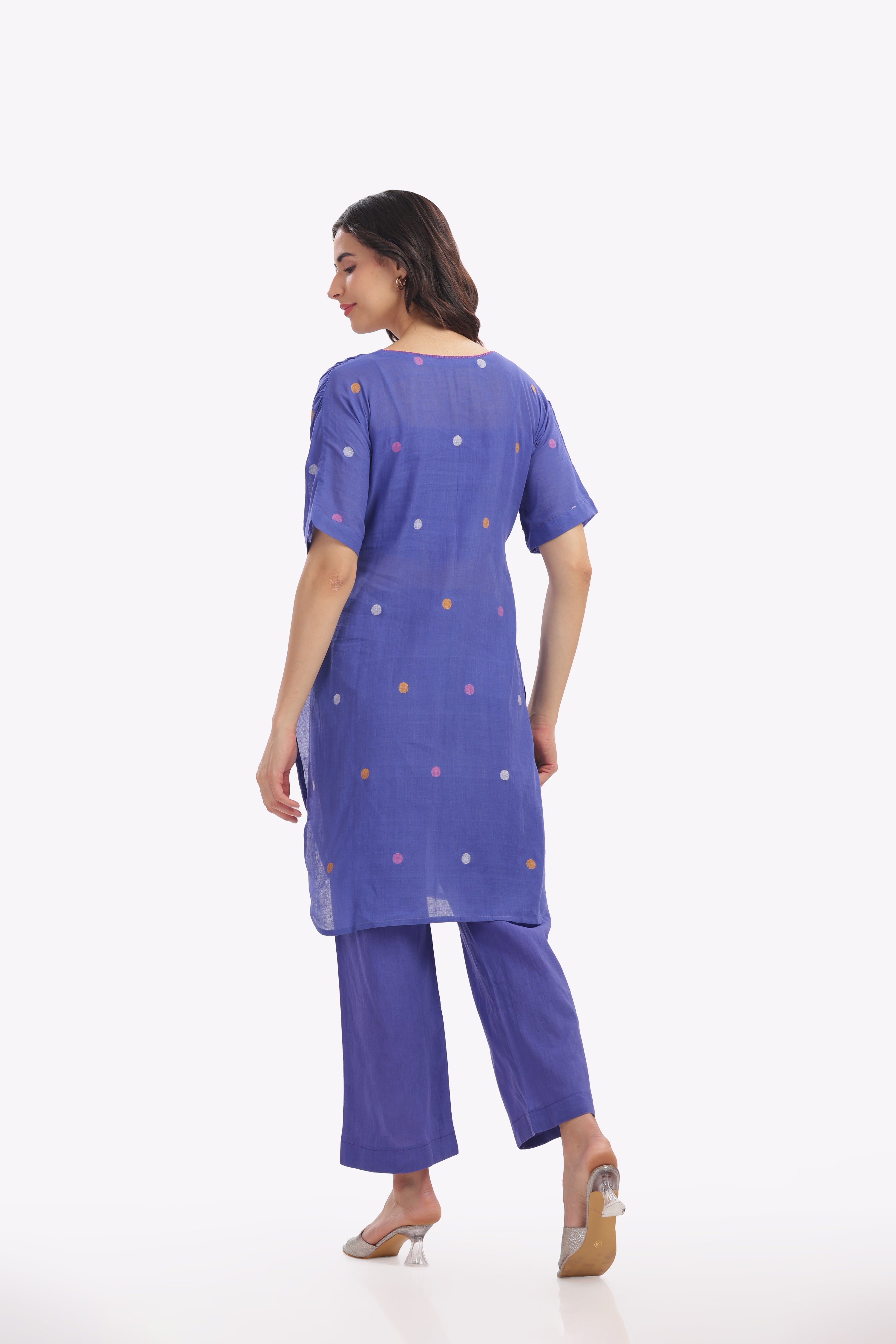 Purple Polka Dot Short Kurta