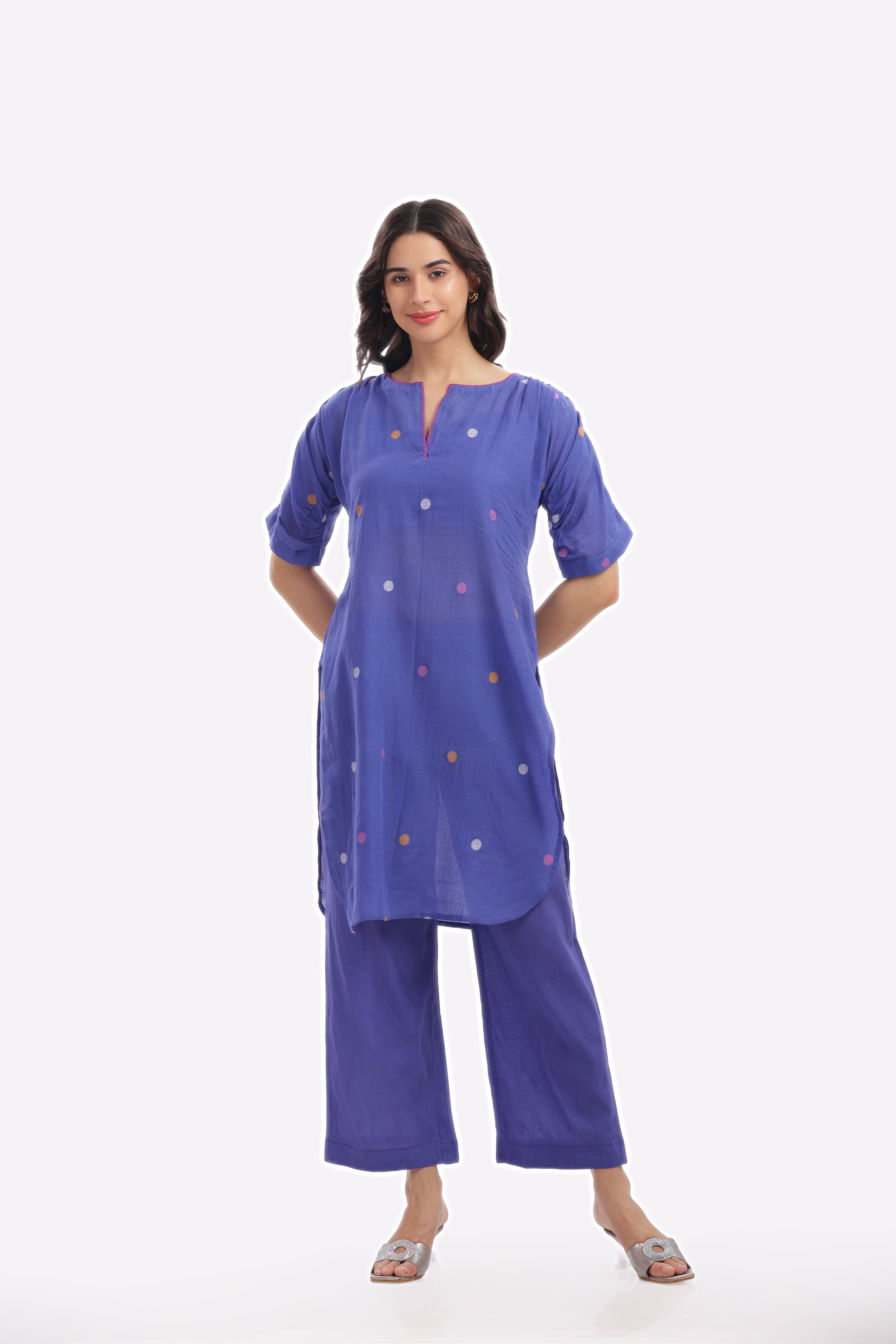 Purple Polka Dot Short Kurta