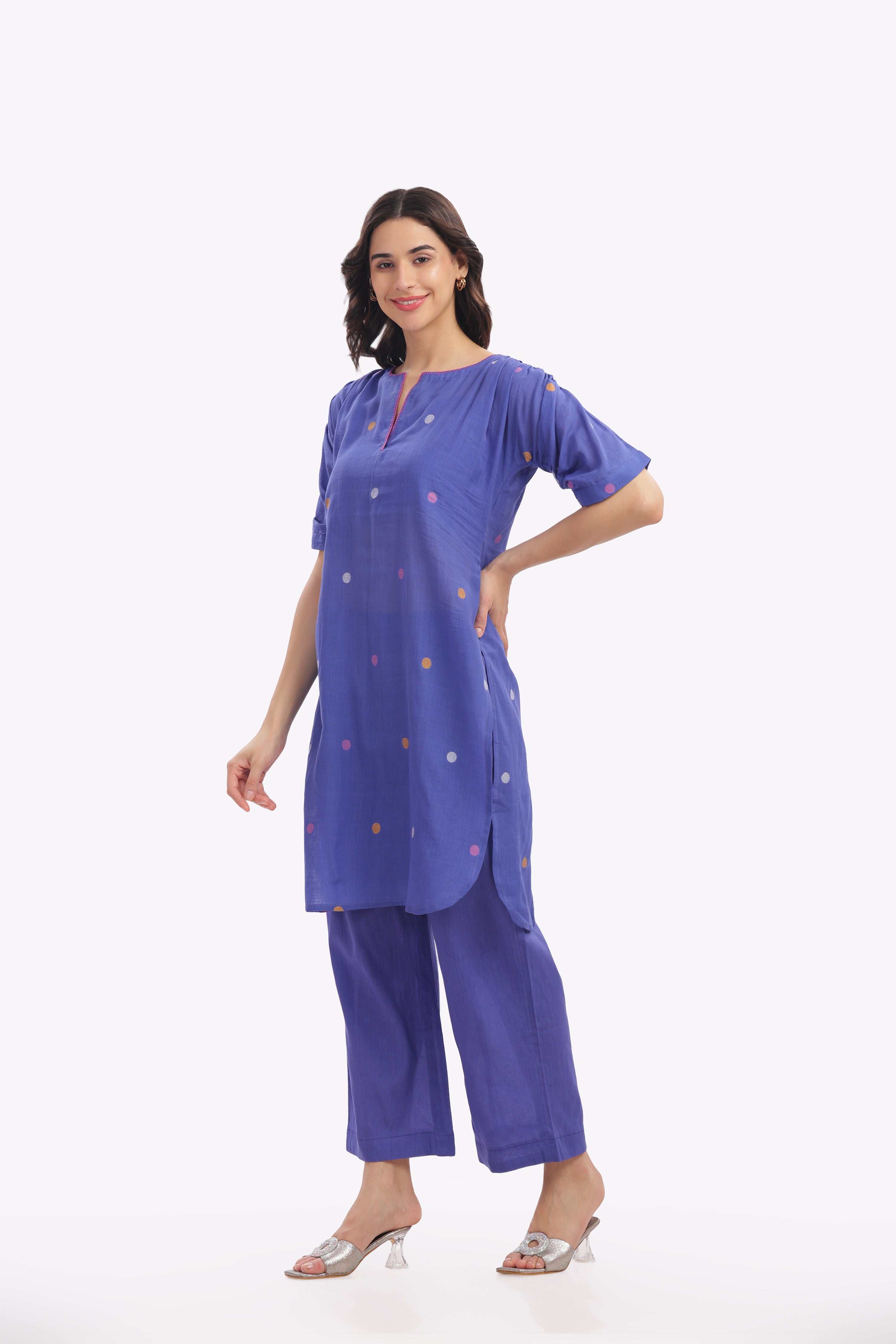 Purple Polka Dot Short Kurta