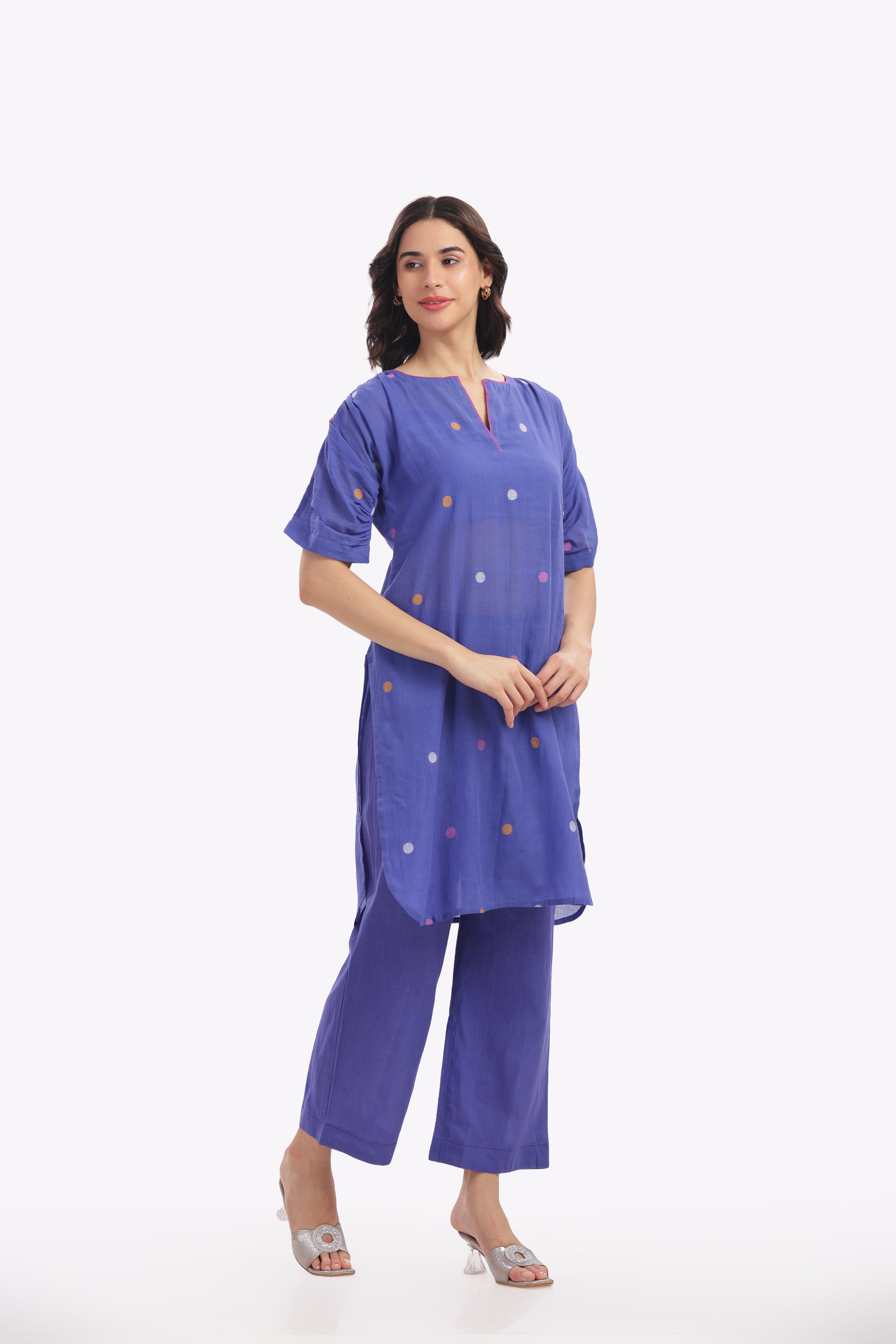 Purple Polka Dot Short Kurta