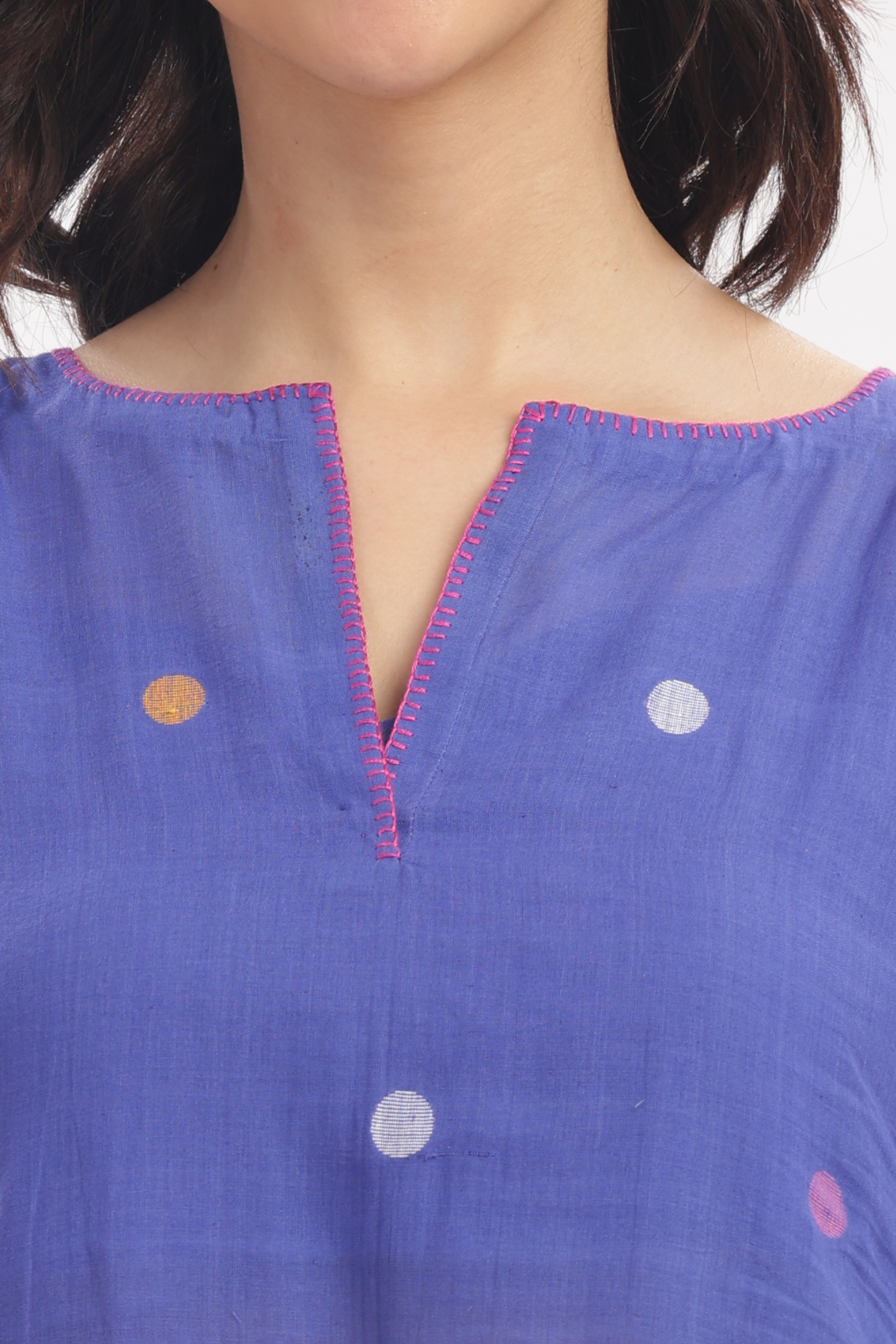 Purple Polka Dot Short Kurta