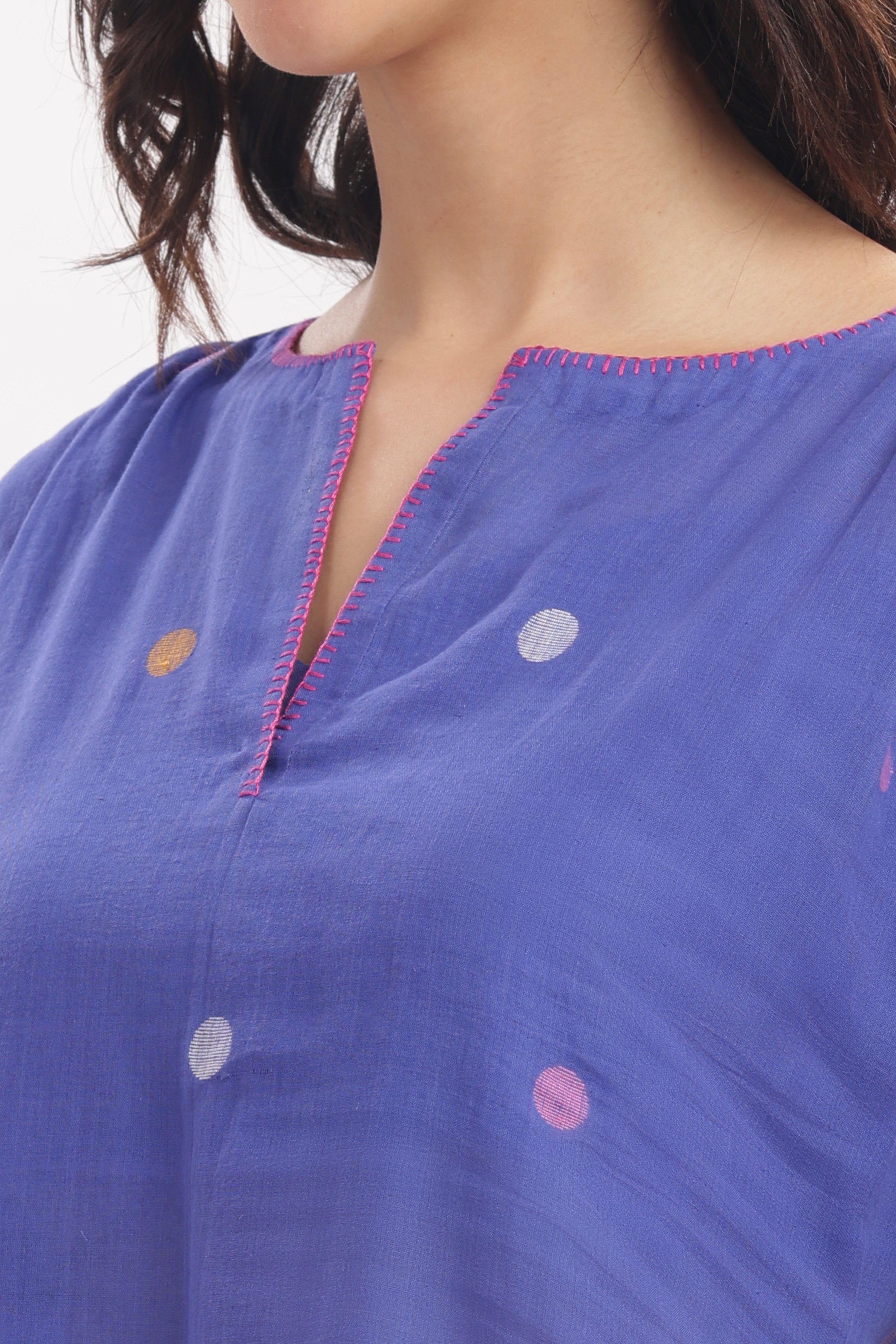 Purple Polka Dot Short Kurta