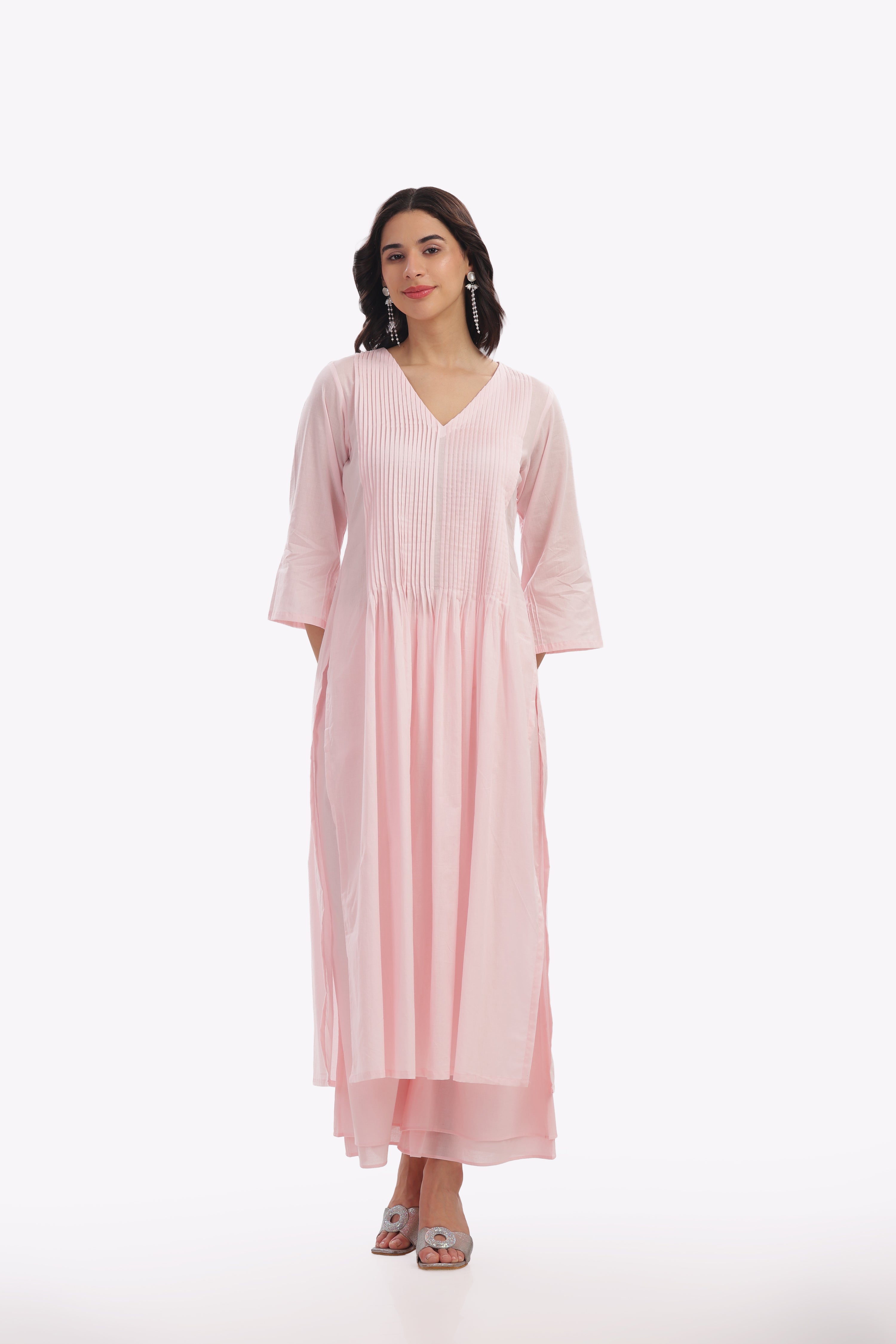 Soft Pink Pleated Kurta