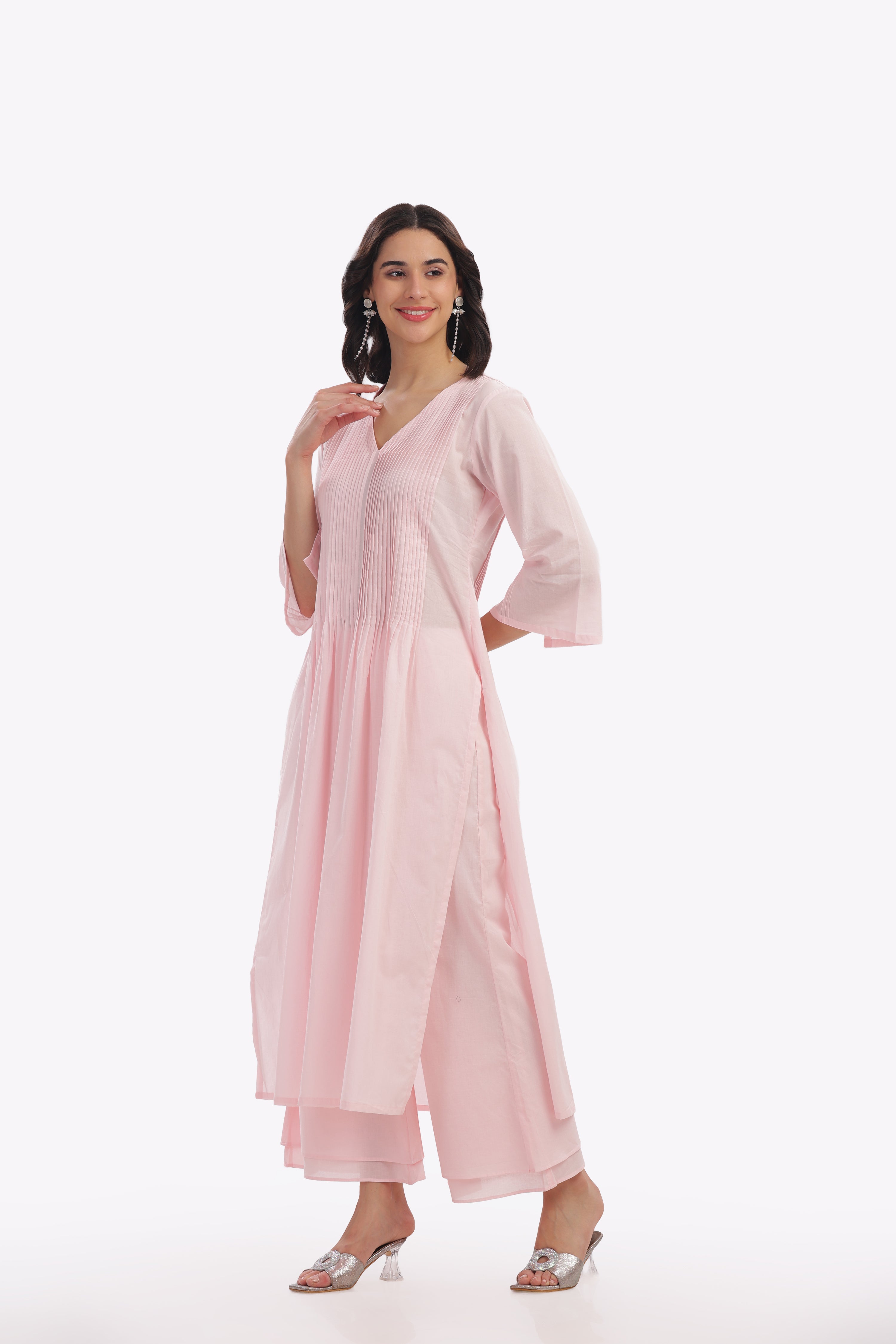 Soft Pink Pleated Kurta