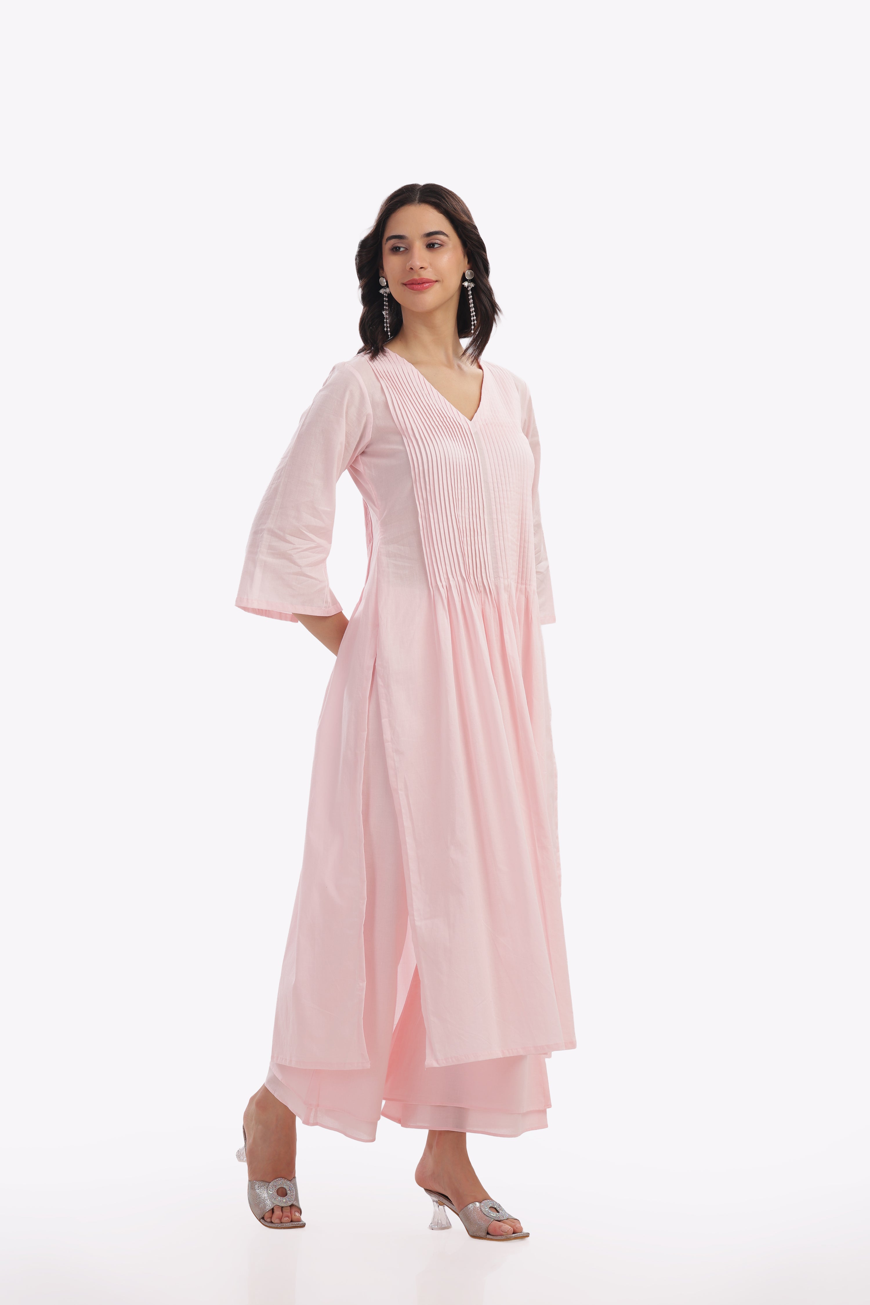 Soft Pink Pleated Kurta