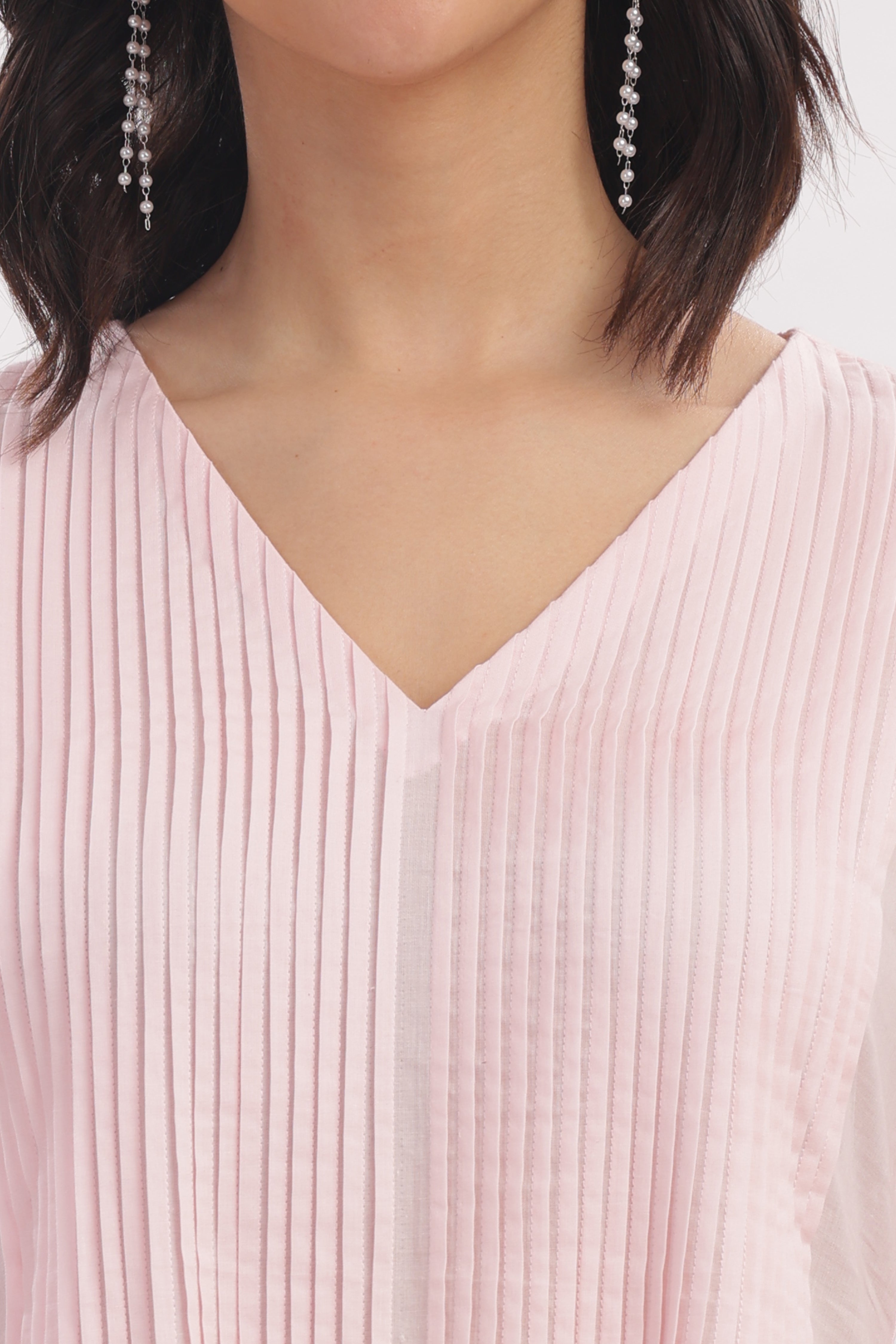 Soft Pink Pleated Kurta