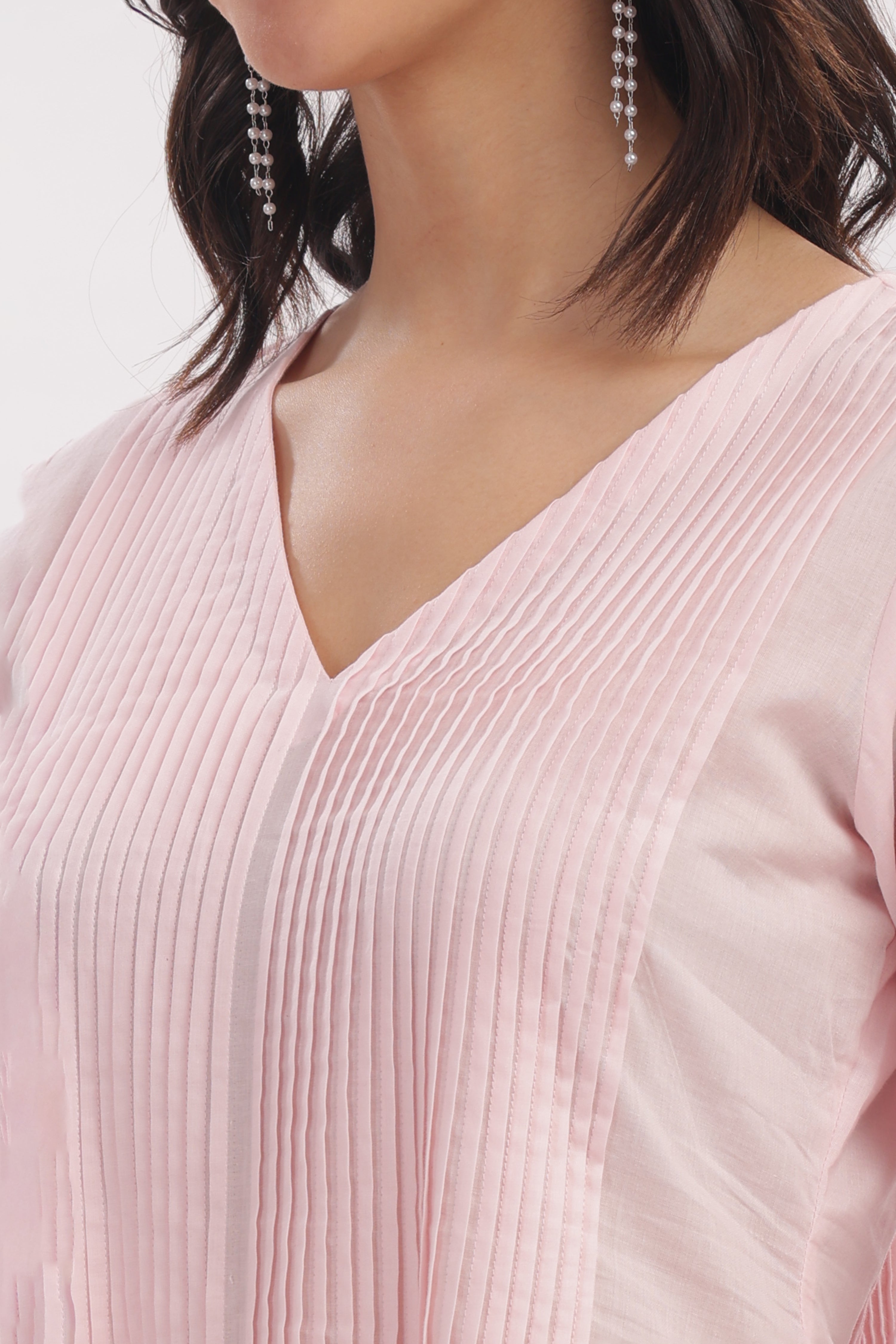 Soft Pink Pleated Kurta